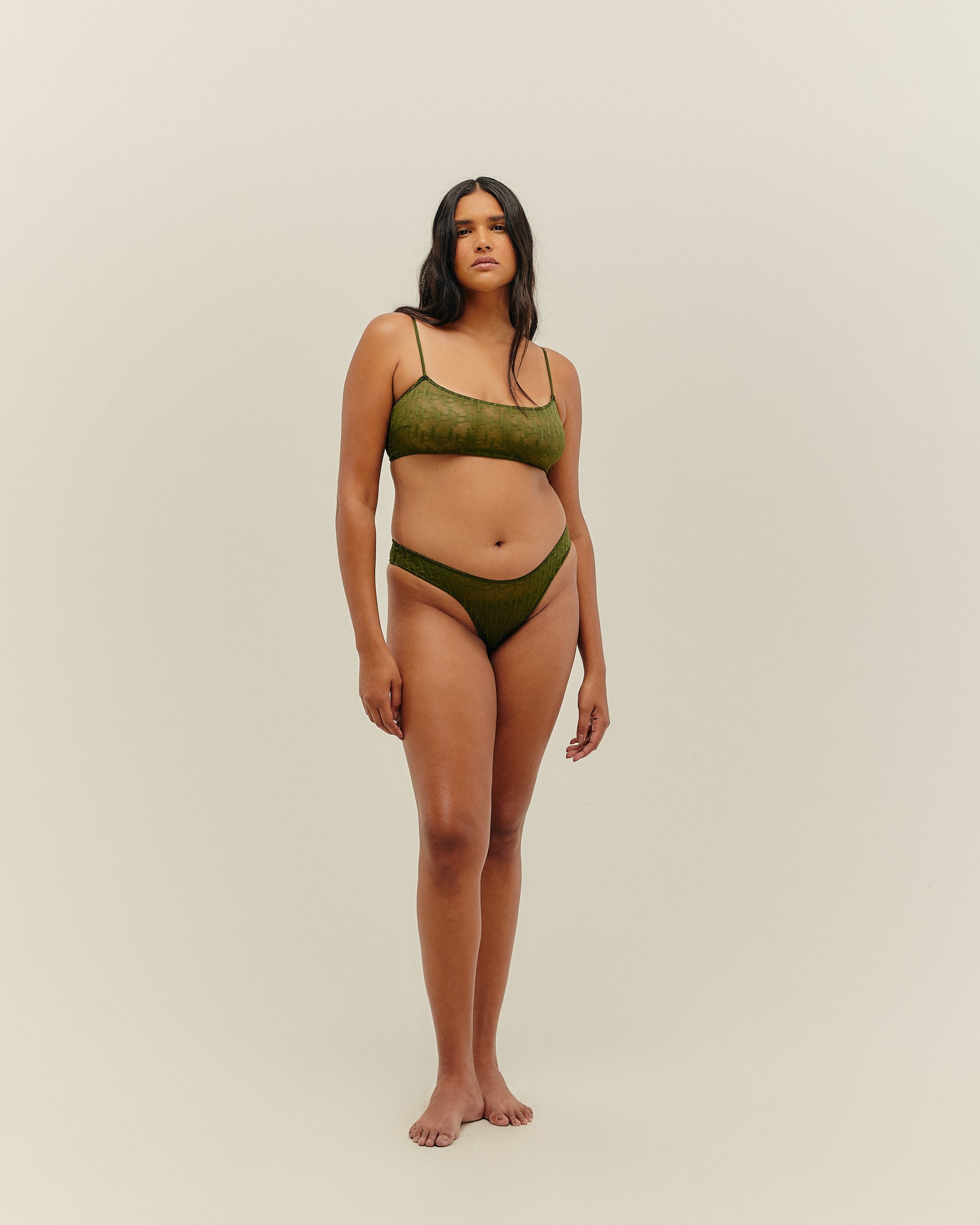 Calcinha Leila Renda Estampa h Verde