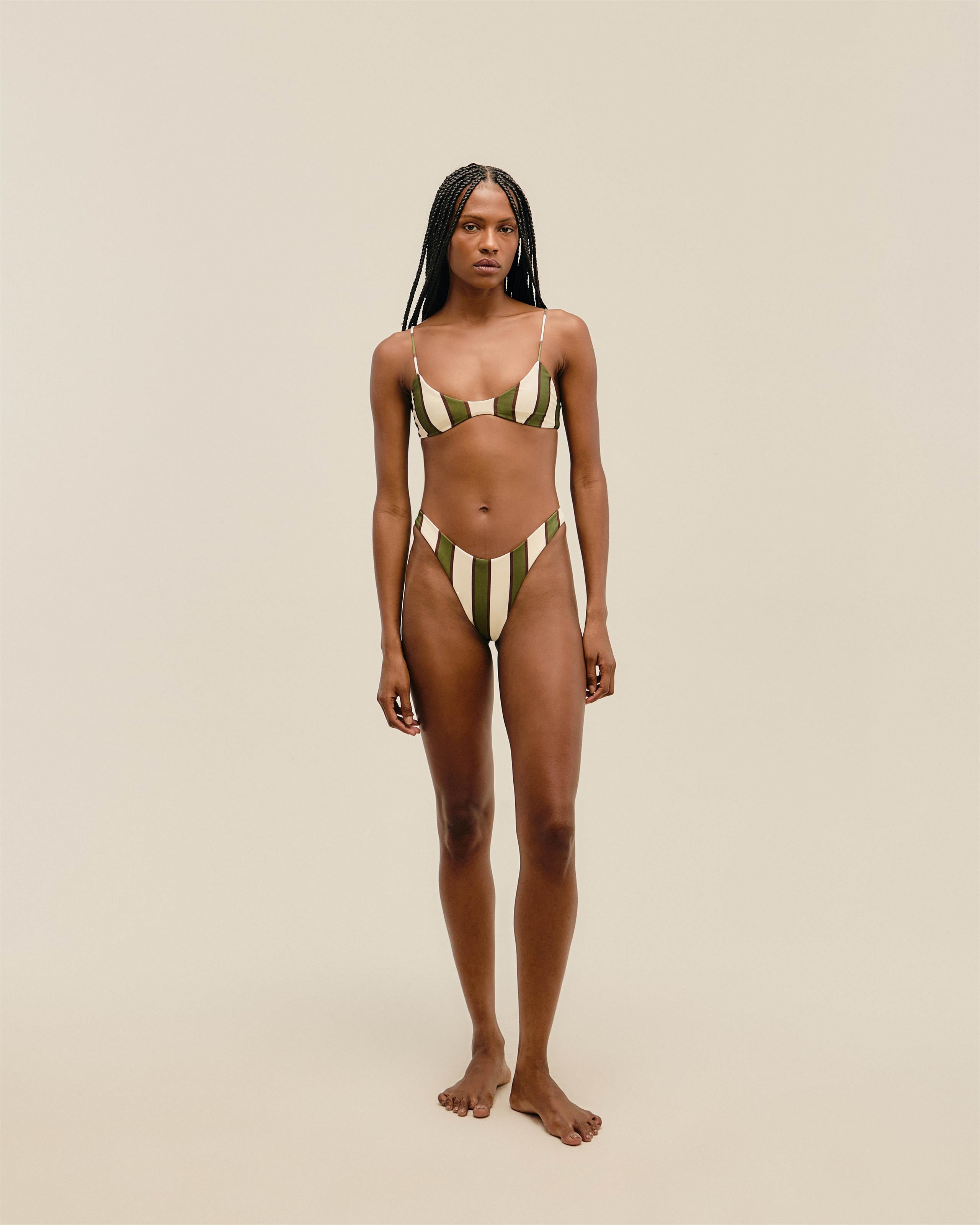 Calcinha Lola Estampado Listras Verde