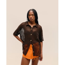 Haight — Camisa Flora Tricot Marrom Brauna