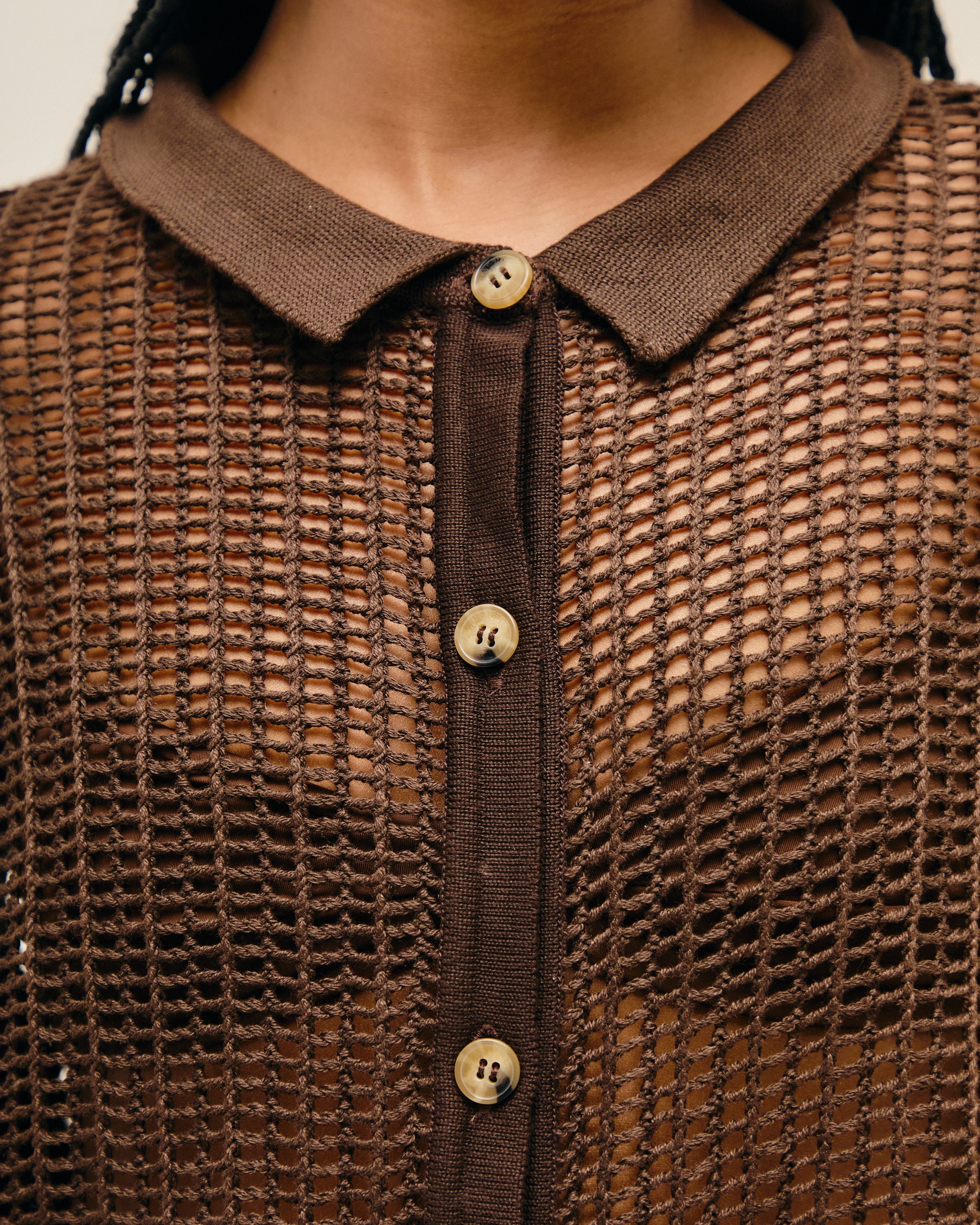 Camisa Flora Tricot Marrom Brauna