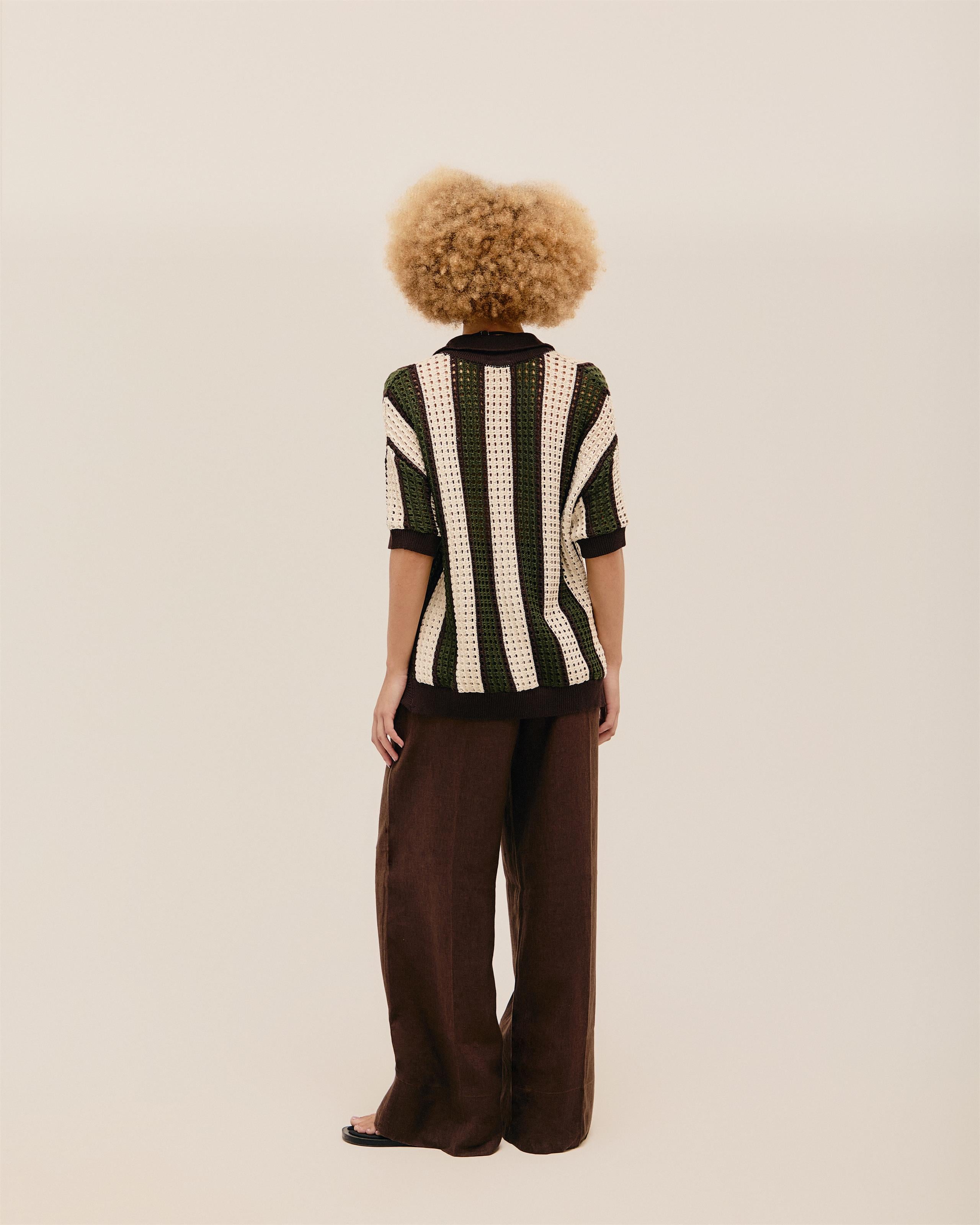 Camisa Over Tricot Estampa Listras Verde