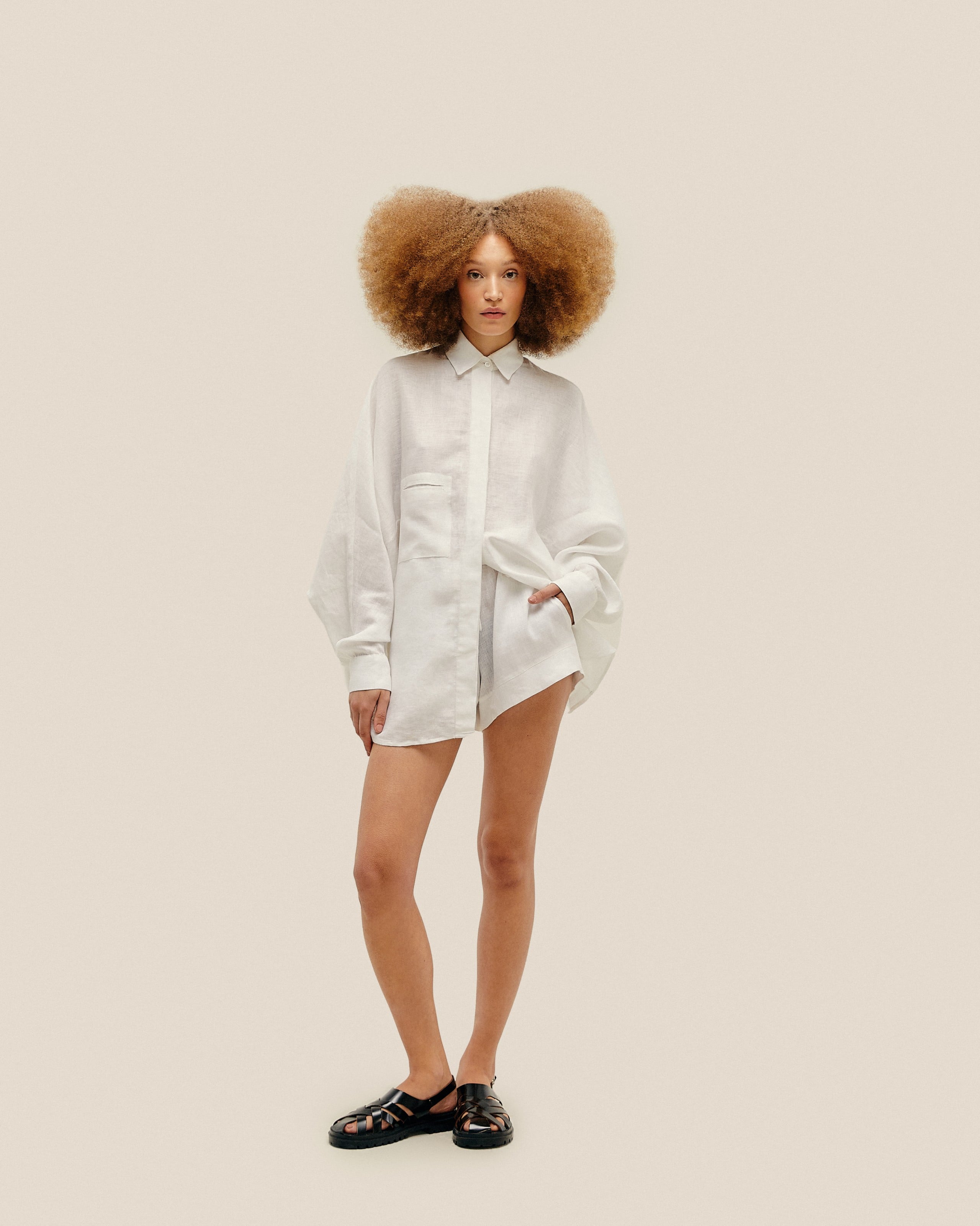 Camisa Oversized Linho Off-White