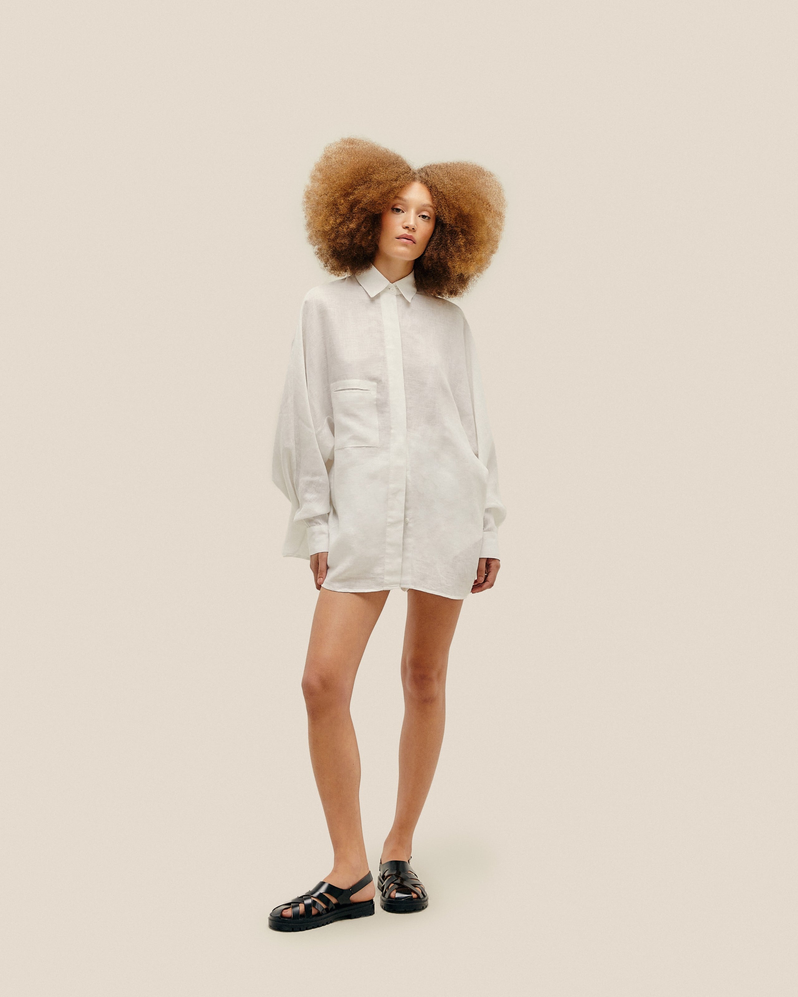 Camisa Oversized Linho Off-White