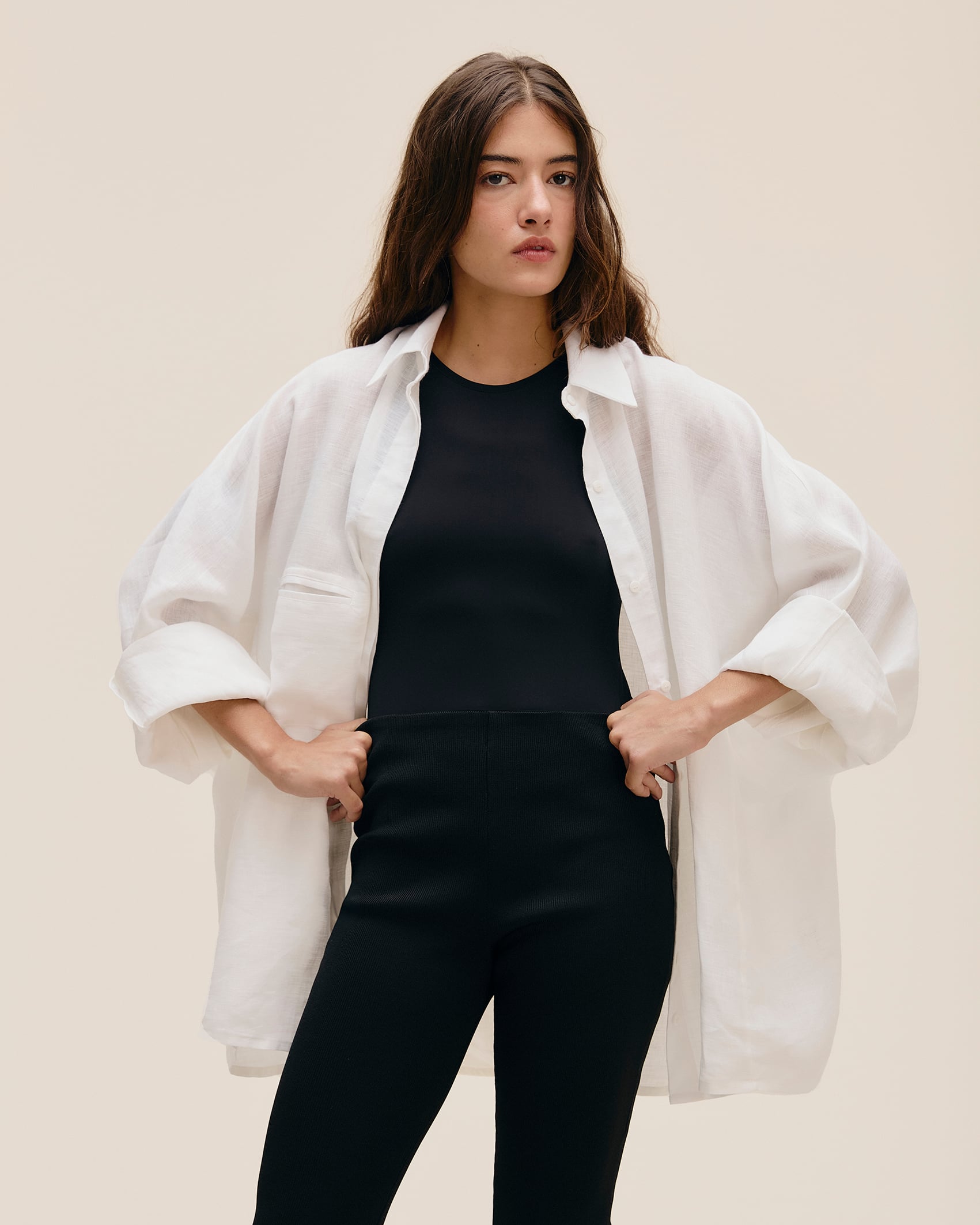 Camisa Oversized Linho Off-White