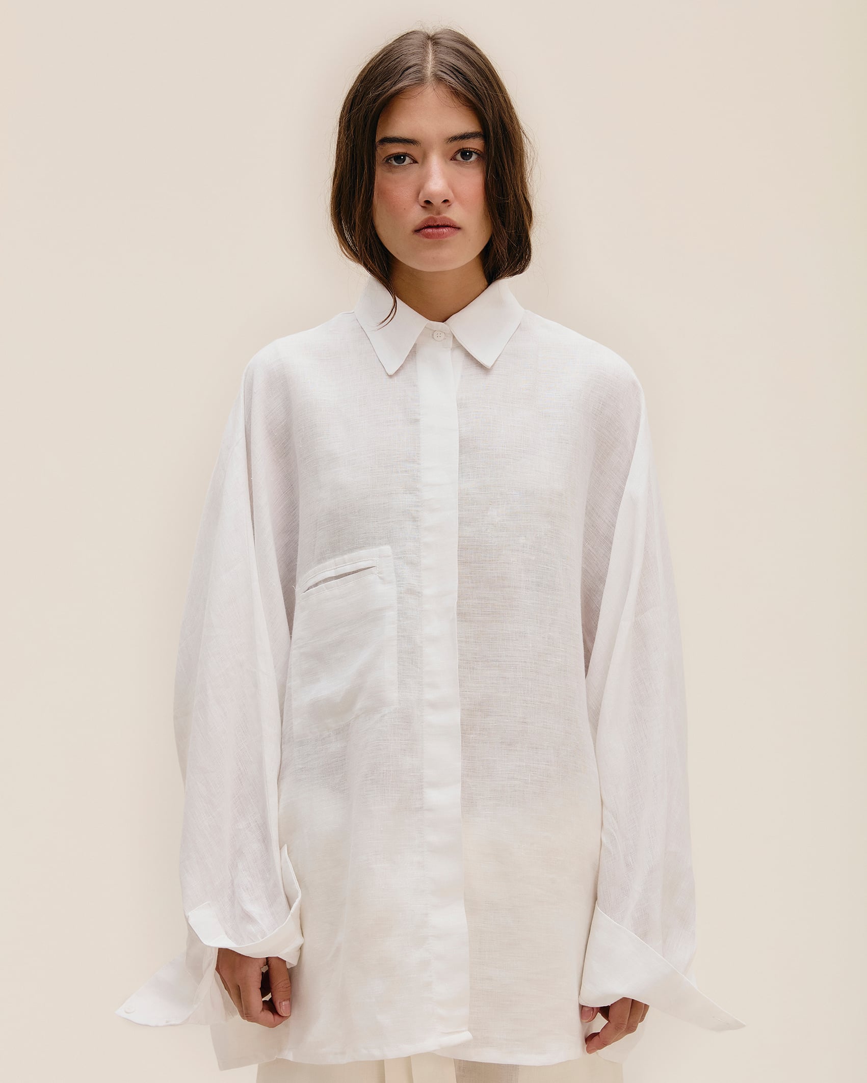 Camisa Oversized Linho Off-White