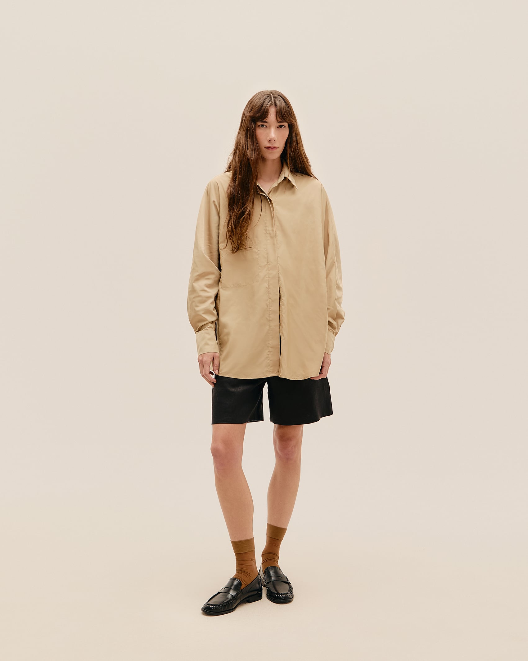 Camisa Oversized Nylon Bege Satu