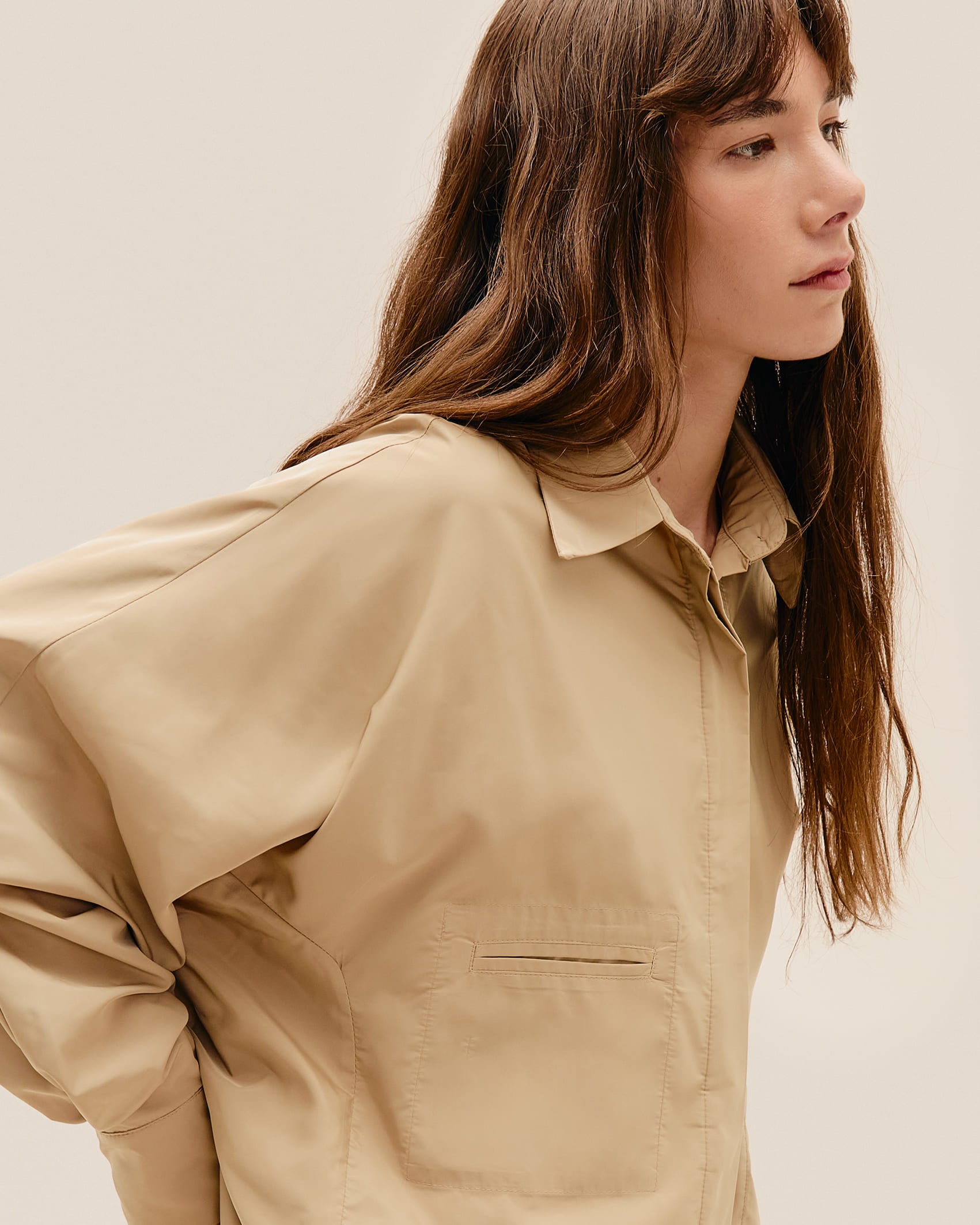 Camisa Oversized Nylon Bege Satu