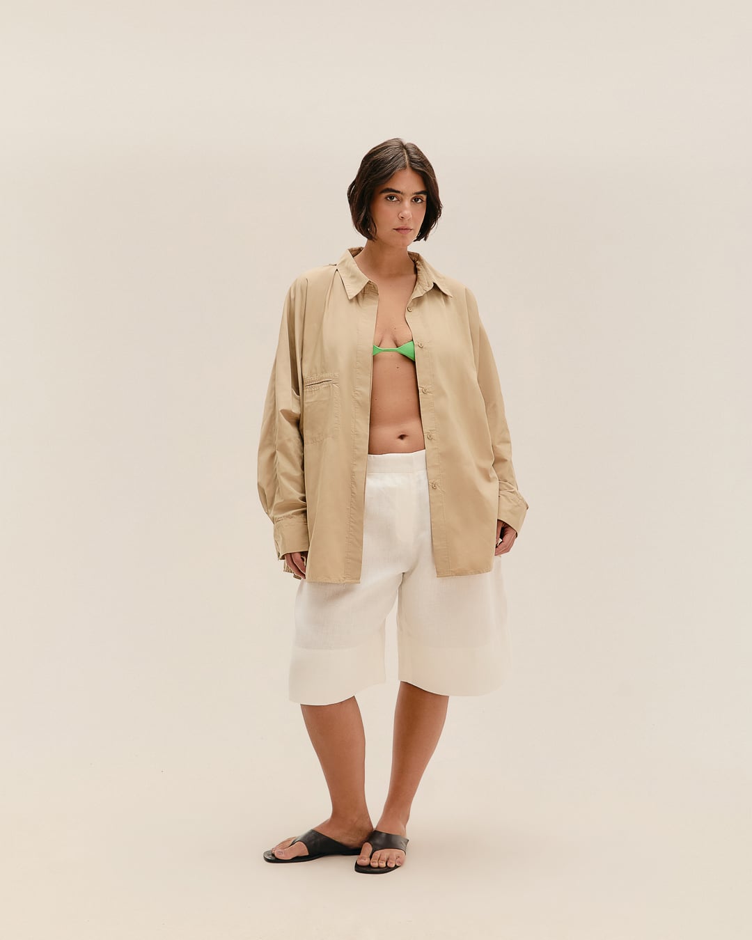 Camisa Oversized Nylon Bege Satu