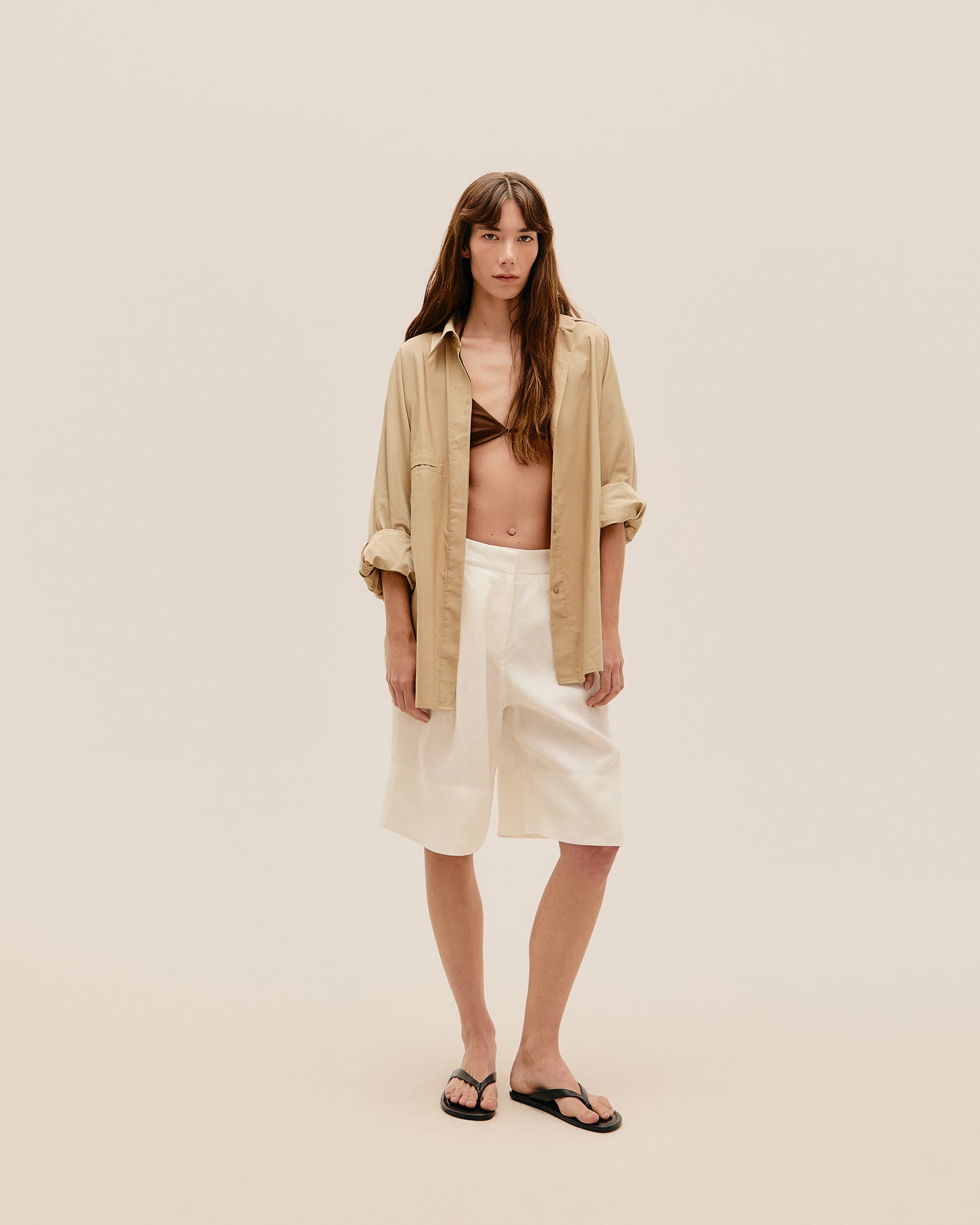 Camisa Oversized Nylon Bege Satu