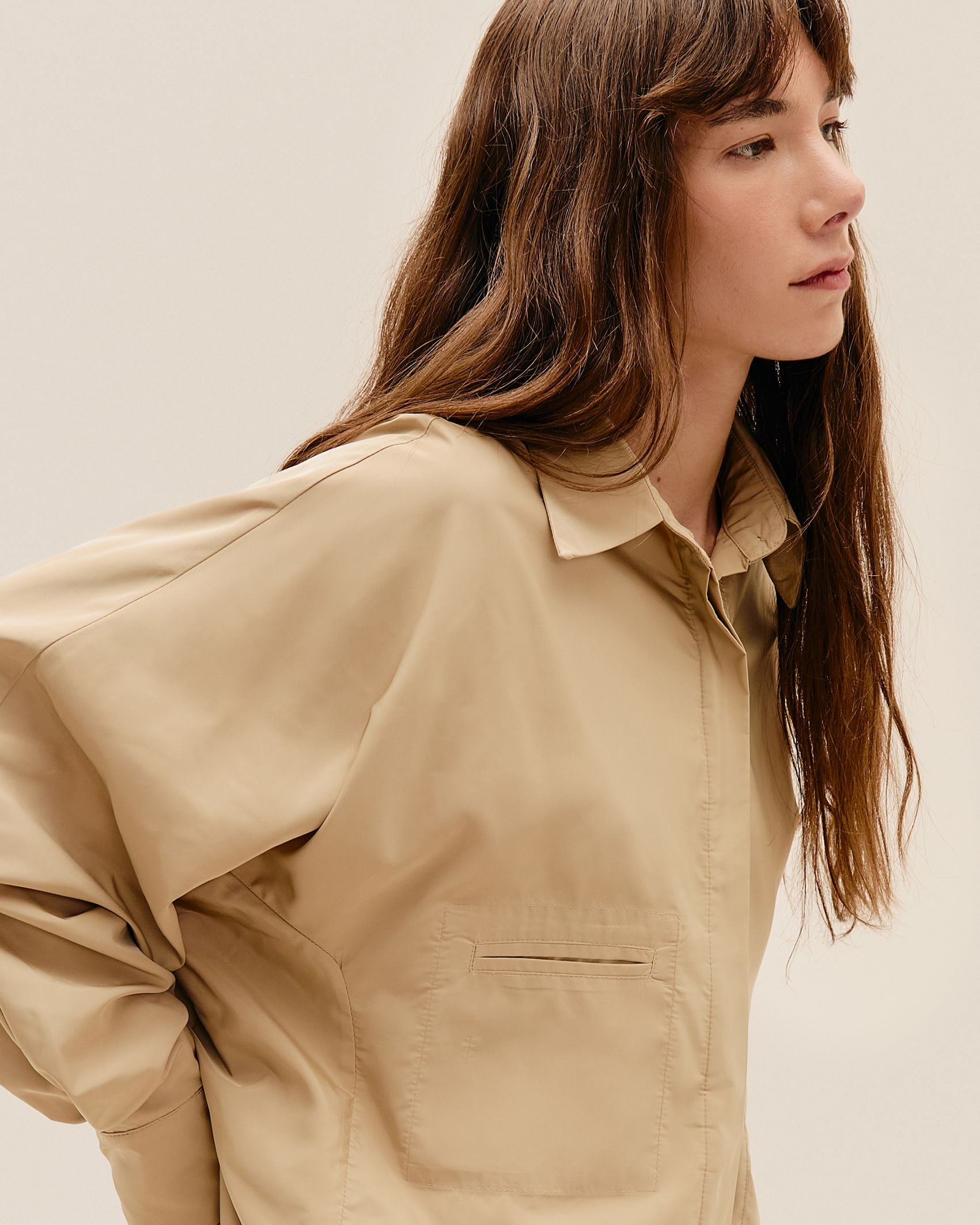 Camisa Oversized Nylon Bege Satu