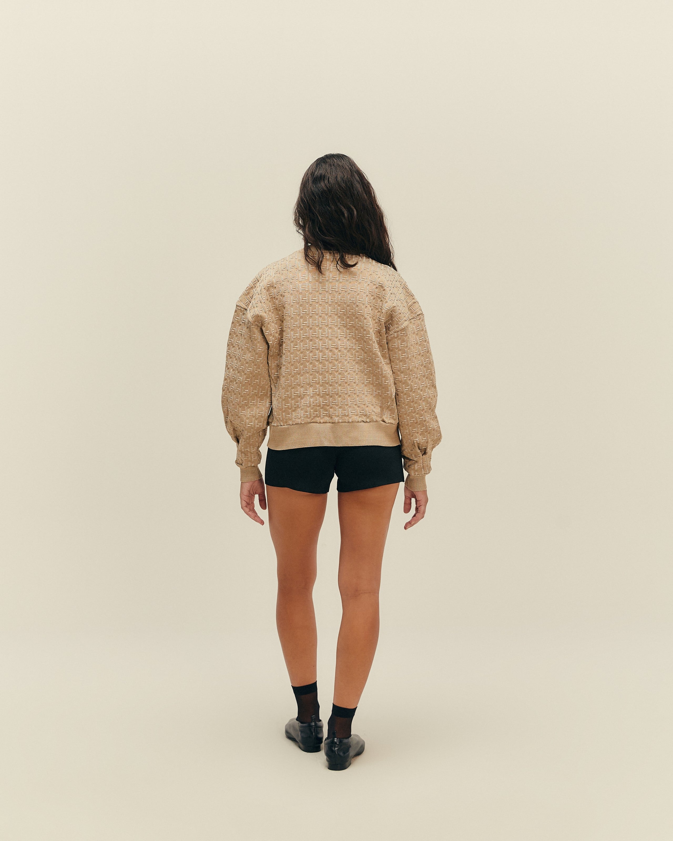 Casaco Vanessa Tricot Estampa H Bege