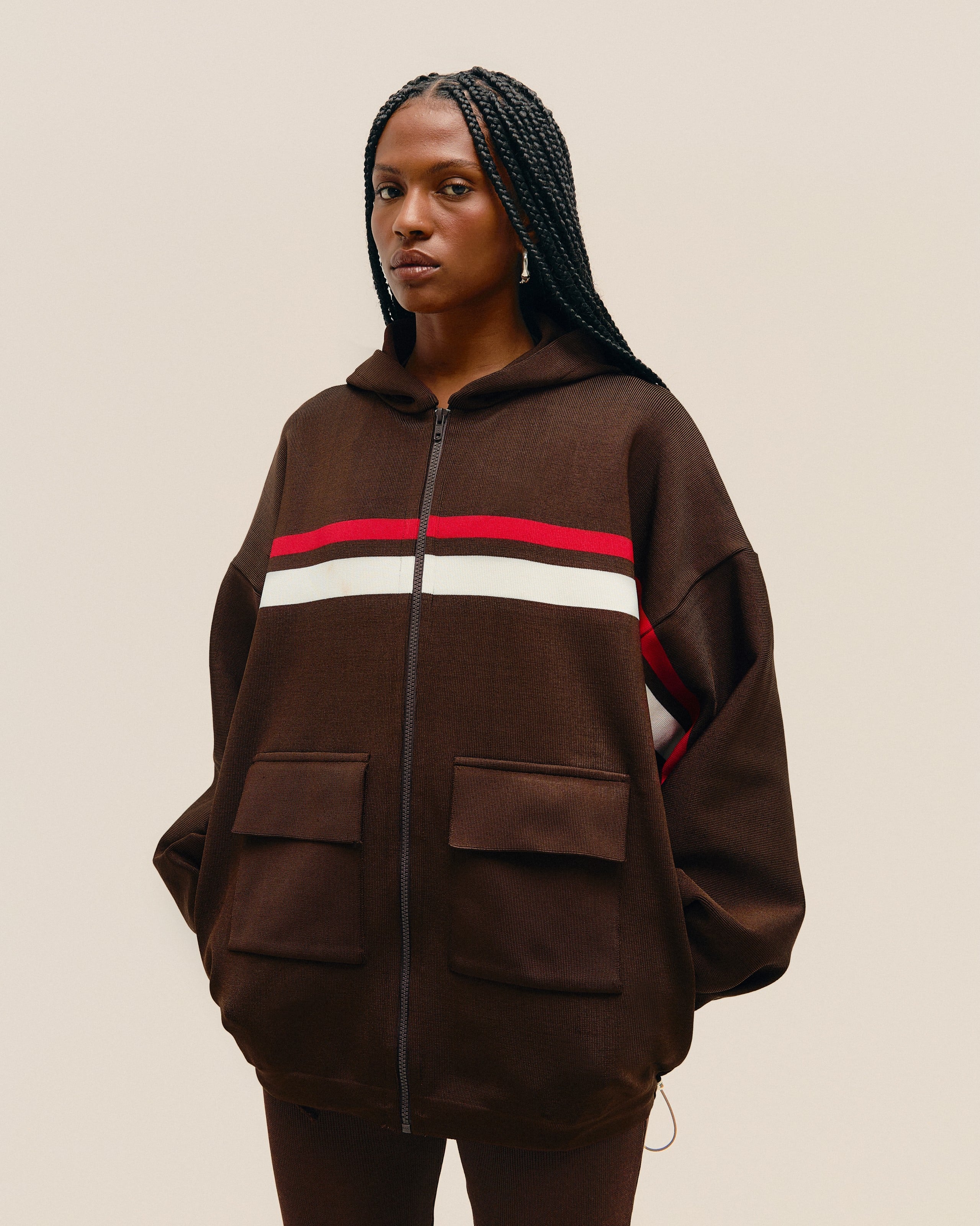 Jaqueta Amora Sport Tricot Marrom Brauna