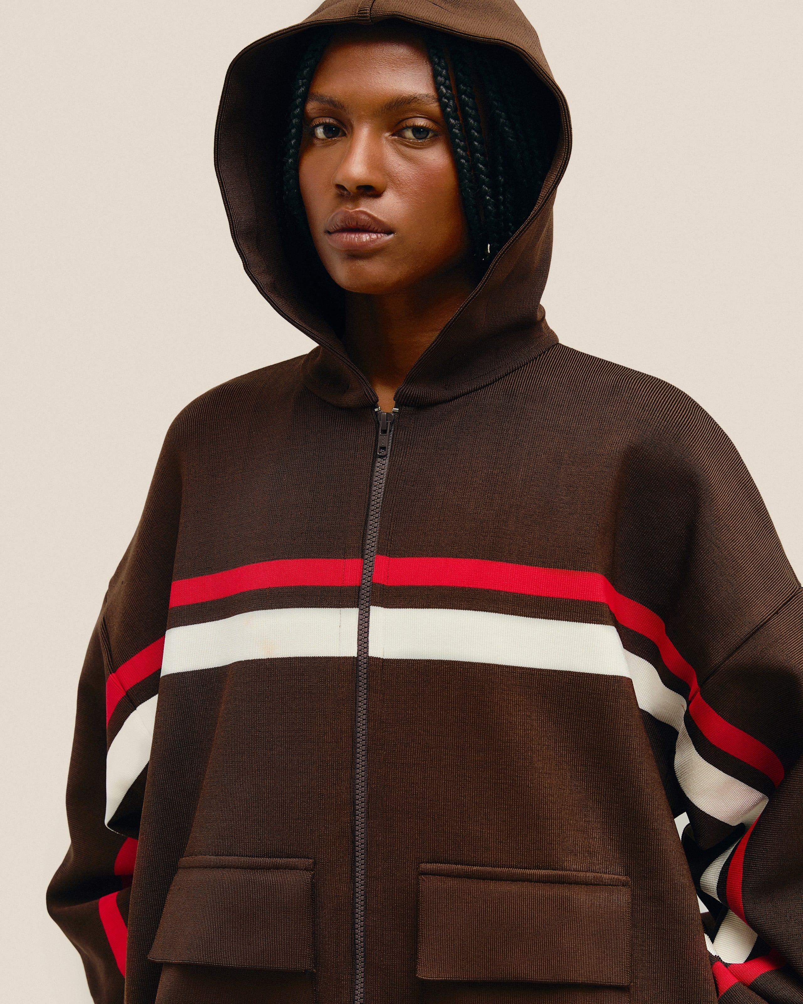 Jaqueta Amora Sport Tricot Marrom Brauna