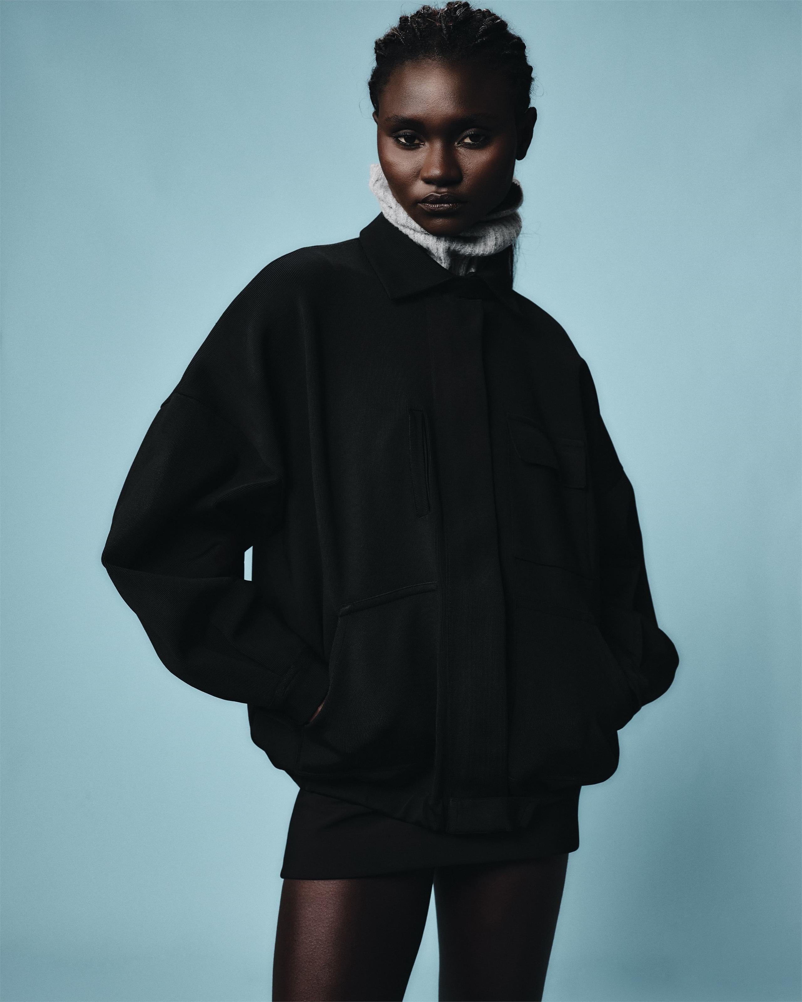 Jaqueta Bomber Tricot Preto