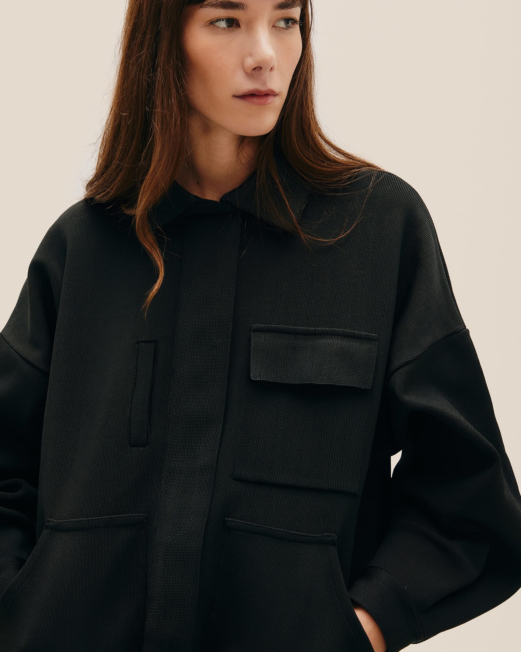 Jaqueta Bomber Tricot Preto