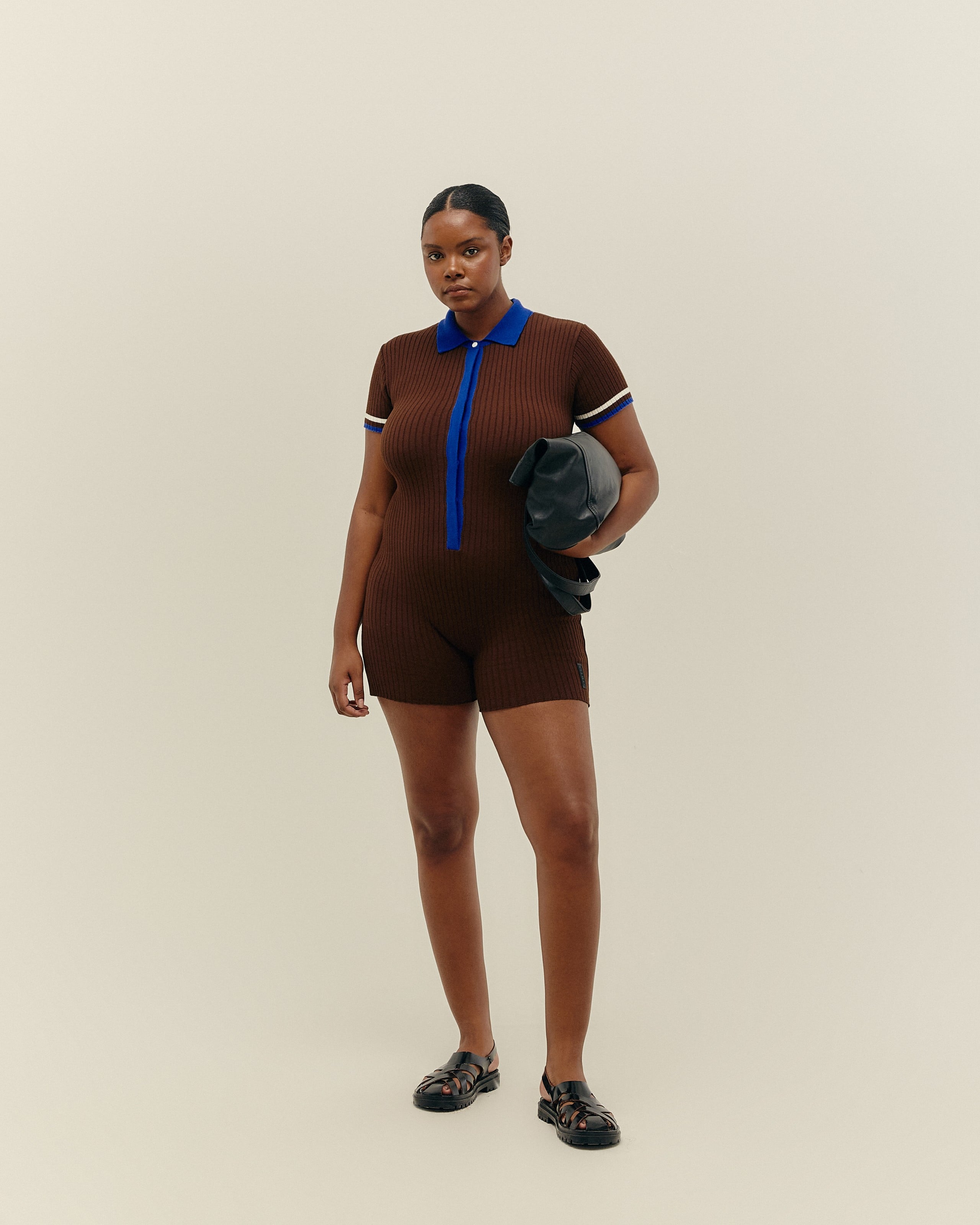 Macaquinho Viviane Sport Tricot Marrom