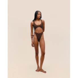 Haight — Maiô Bruna Estampado Onça Noir