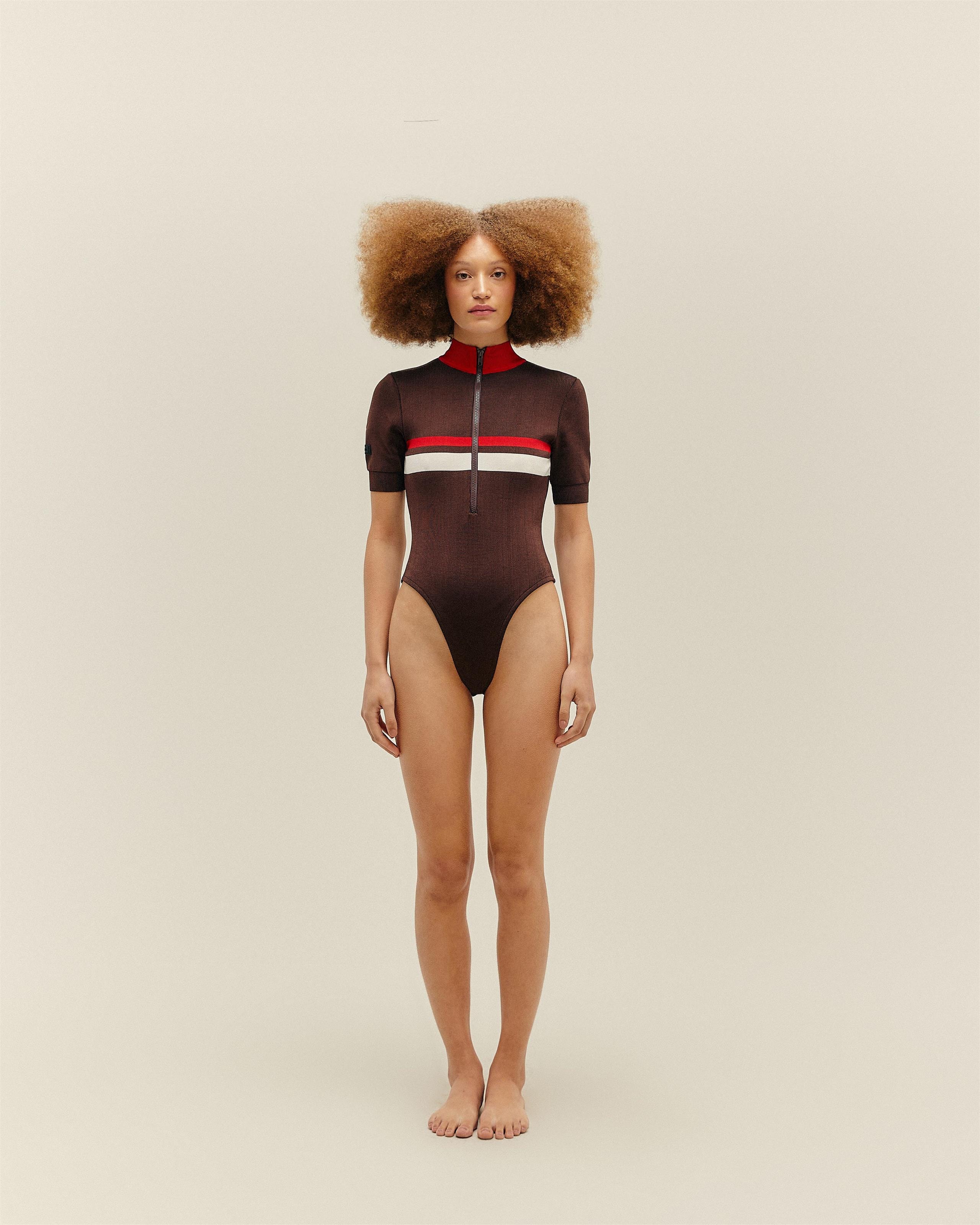 Maiô Carla Tricot Marrom Brauna