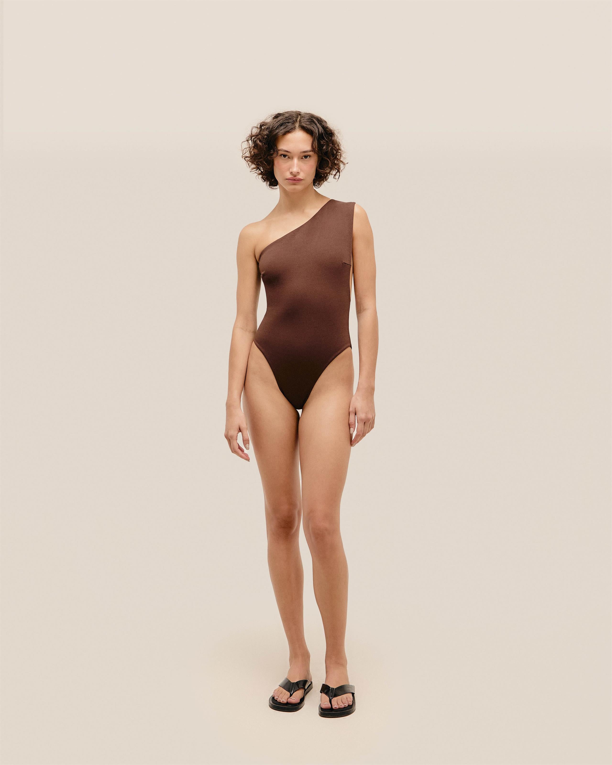 Maiô Luisa Crepe Marrom Cohiba Marrom Cohiba