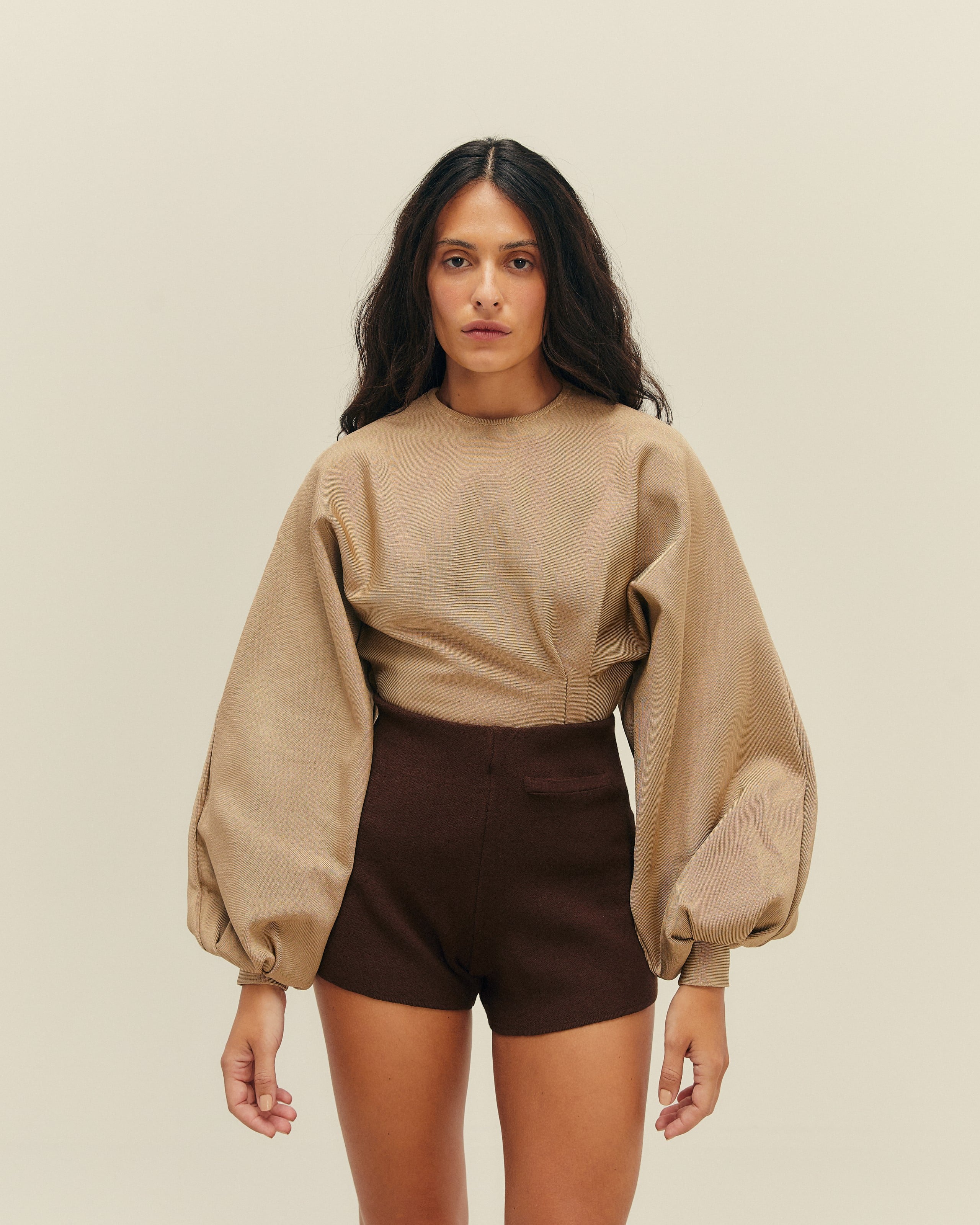 Maiô Pregas Tricot Bege