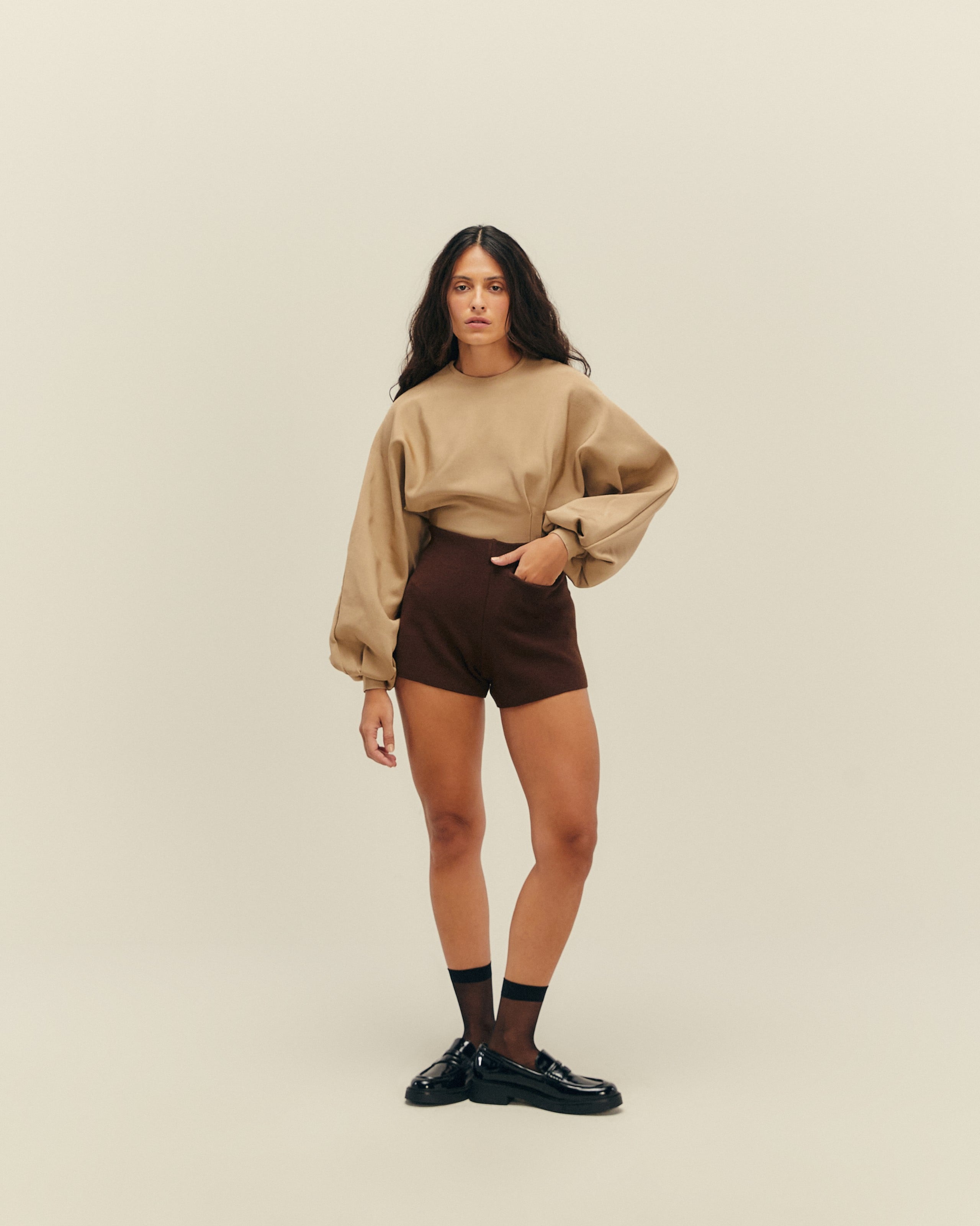 Maiô Pregas Tricot Bege