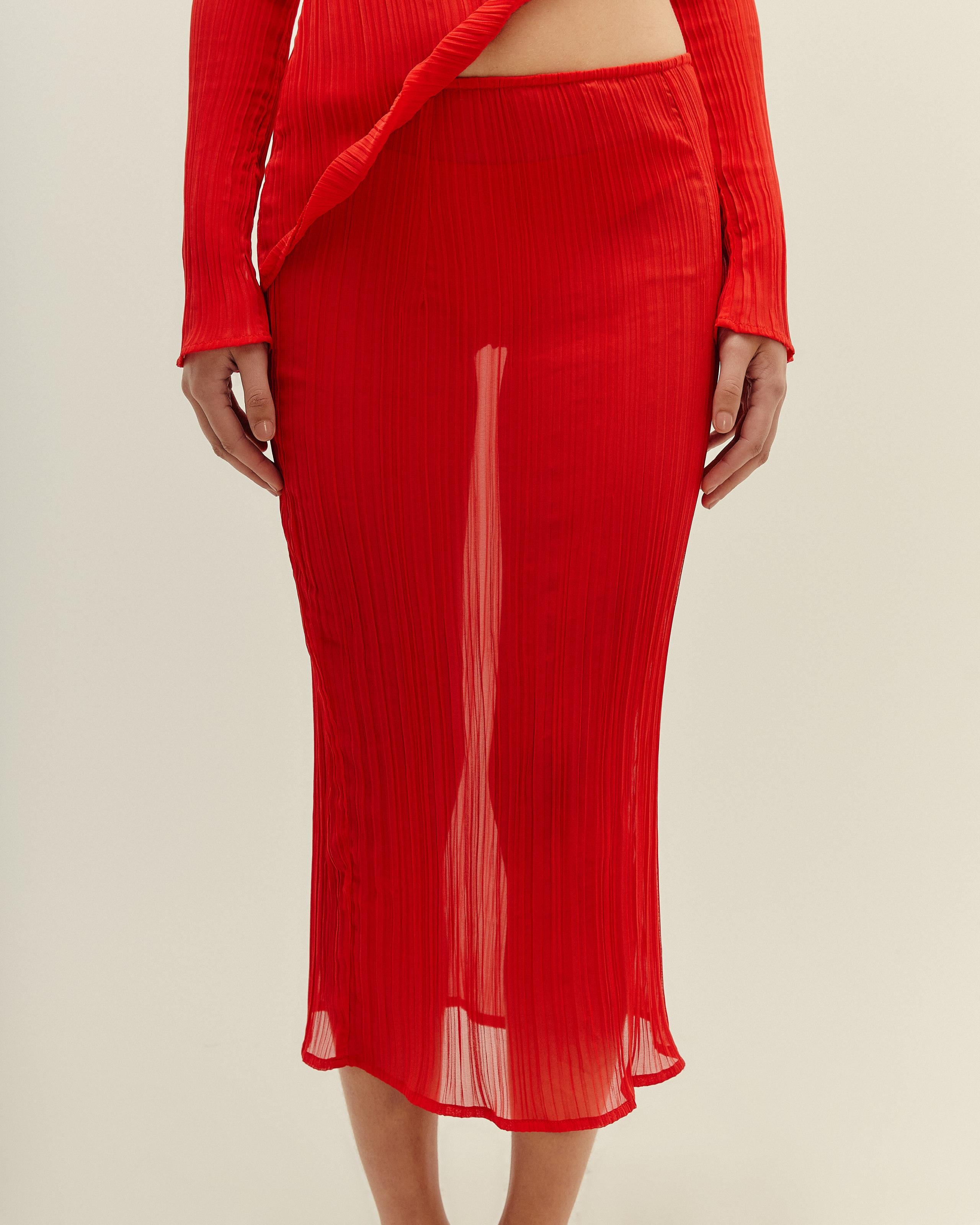 Saia Filipa Plissada Vermelho Desvio