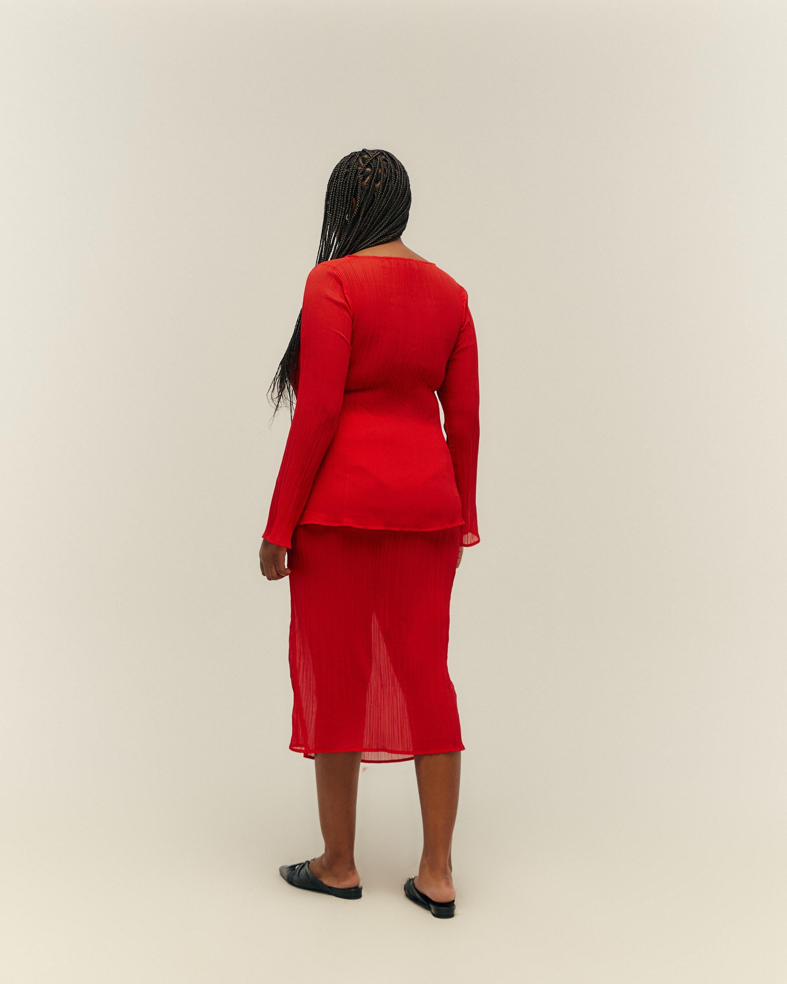 Saia Filipa Plissada Vermelho Desvio