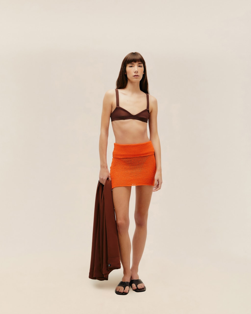 Saia Julia Mini Tricot Laranja Mandarina