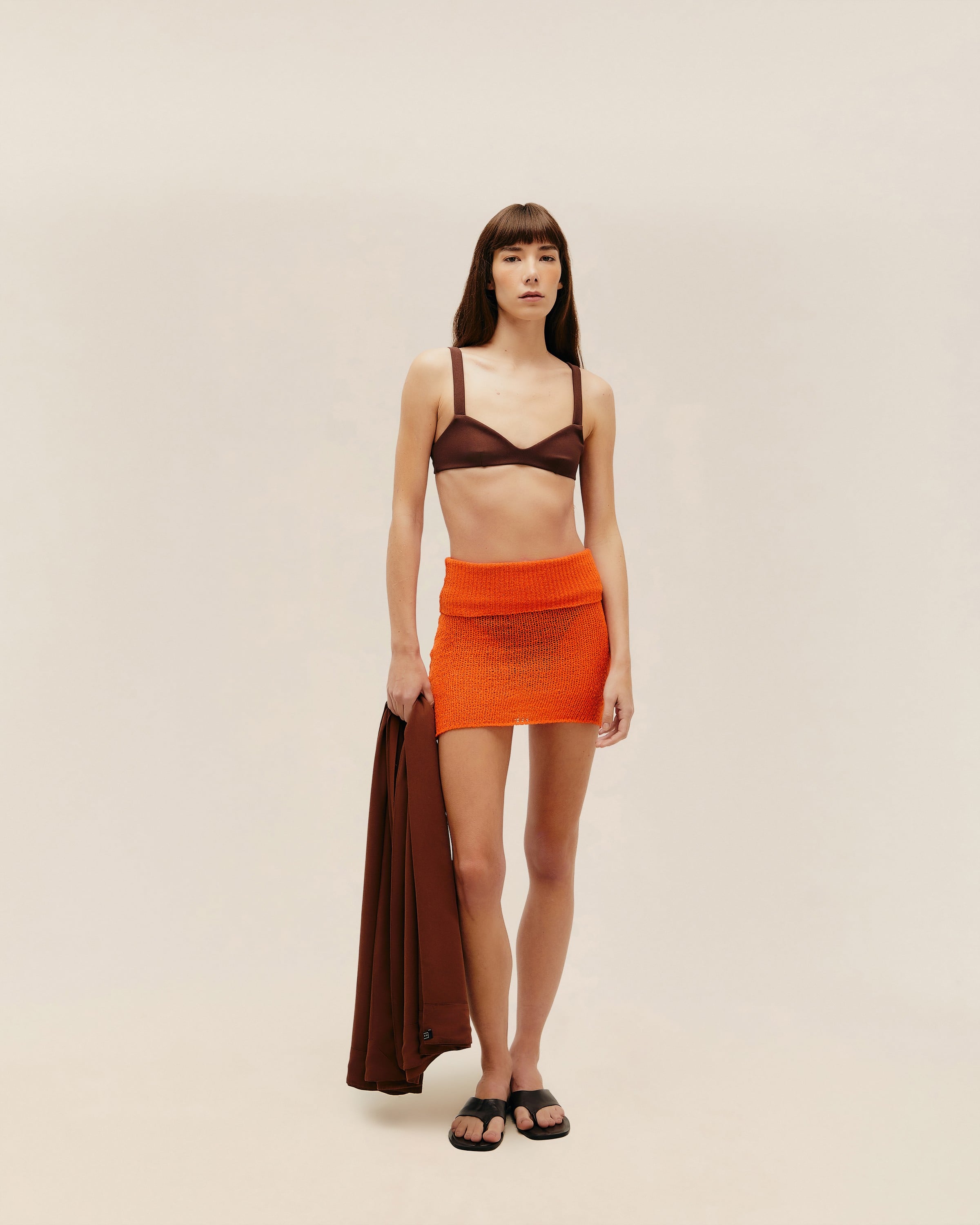 Saia Julia Mini Tricot Laranja Mandarina