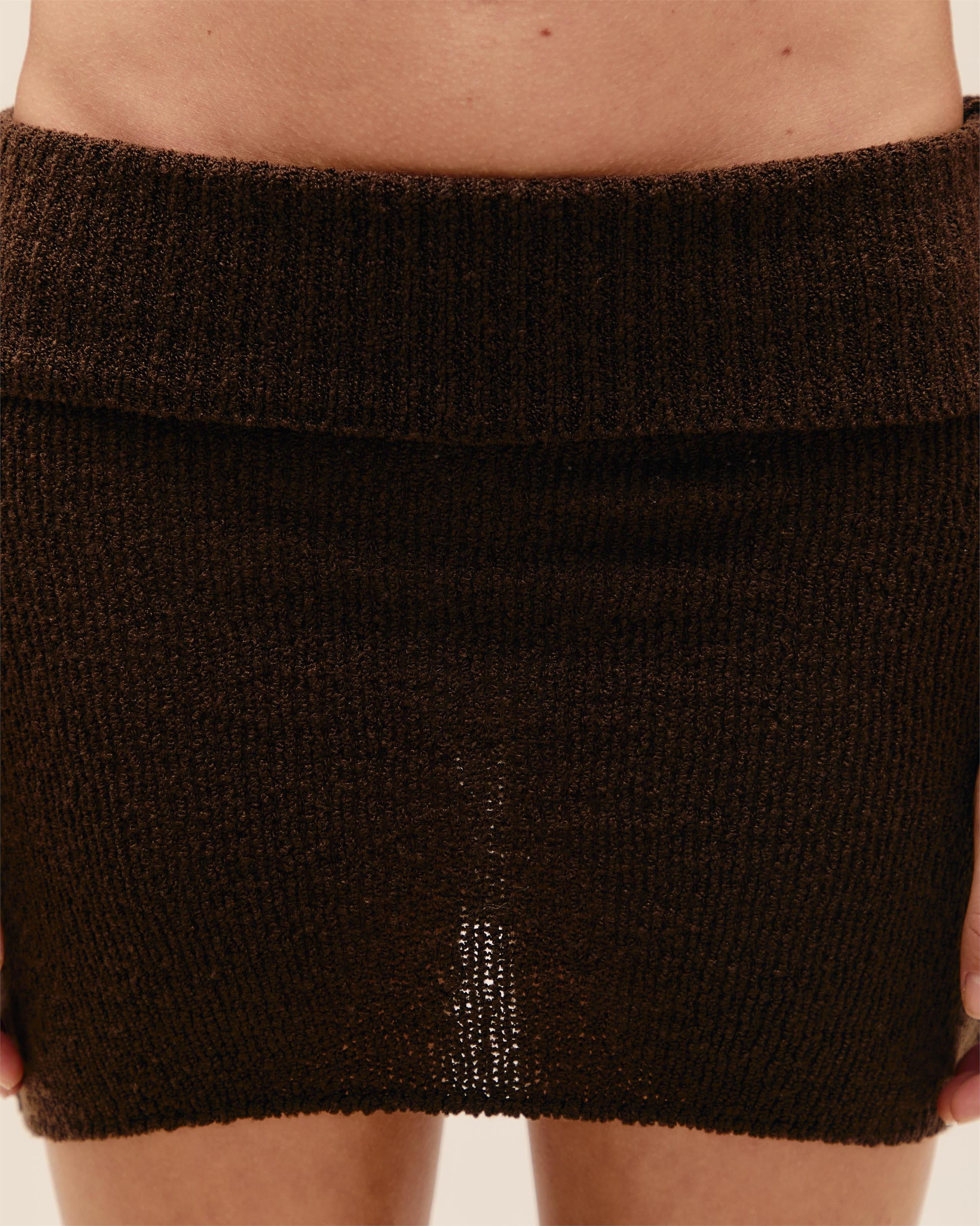 Saia Julia Mini Tricot Marrom Brauna