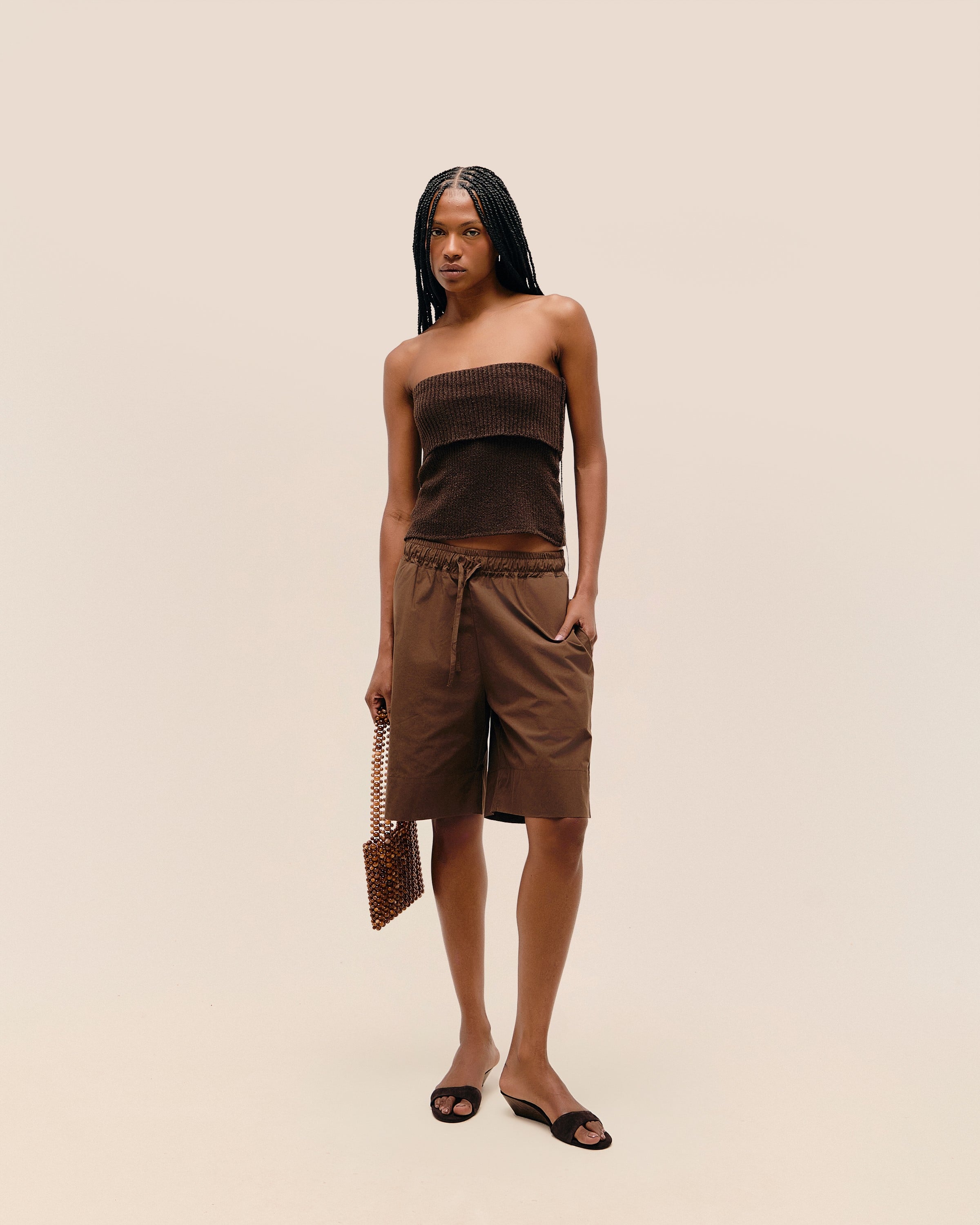 Saia Julia Mini Tricot Marrom Brauna