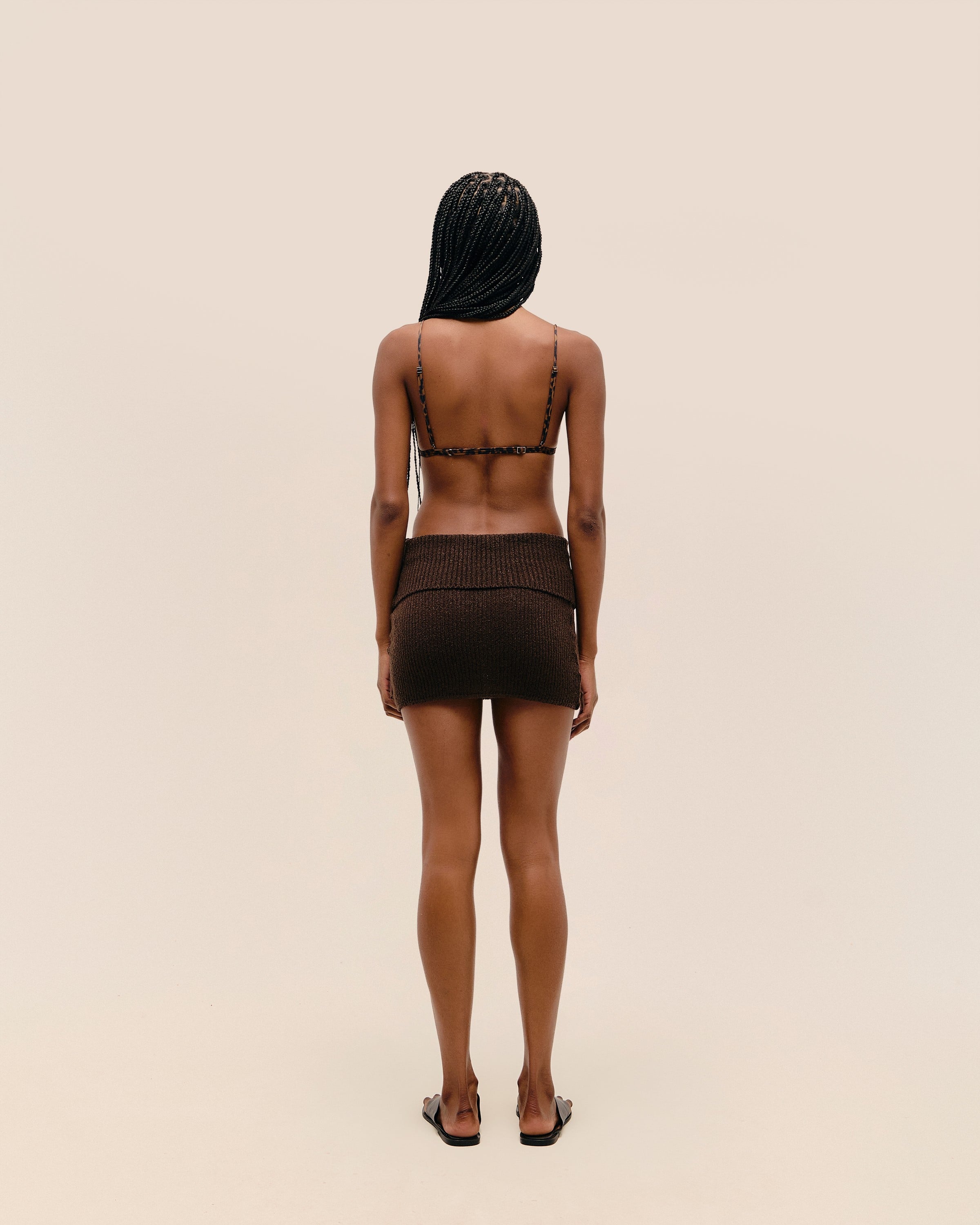 Saia Julia Mini Tricot Marrom Brauna