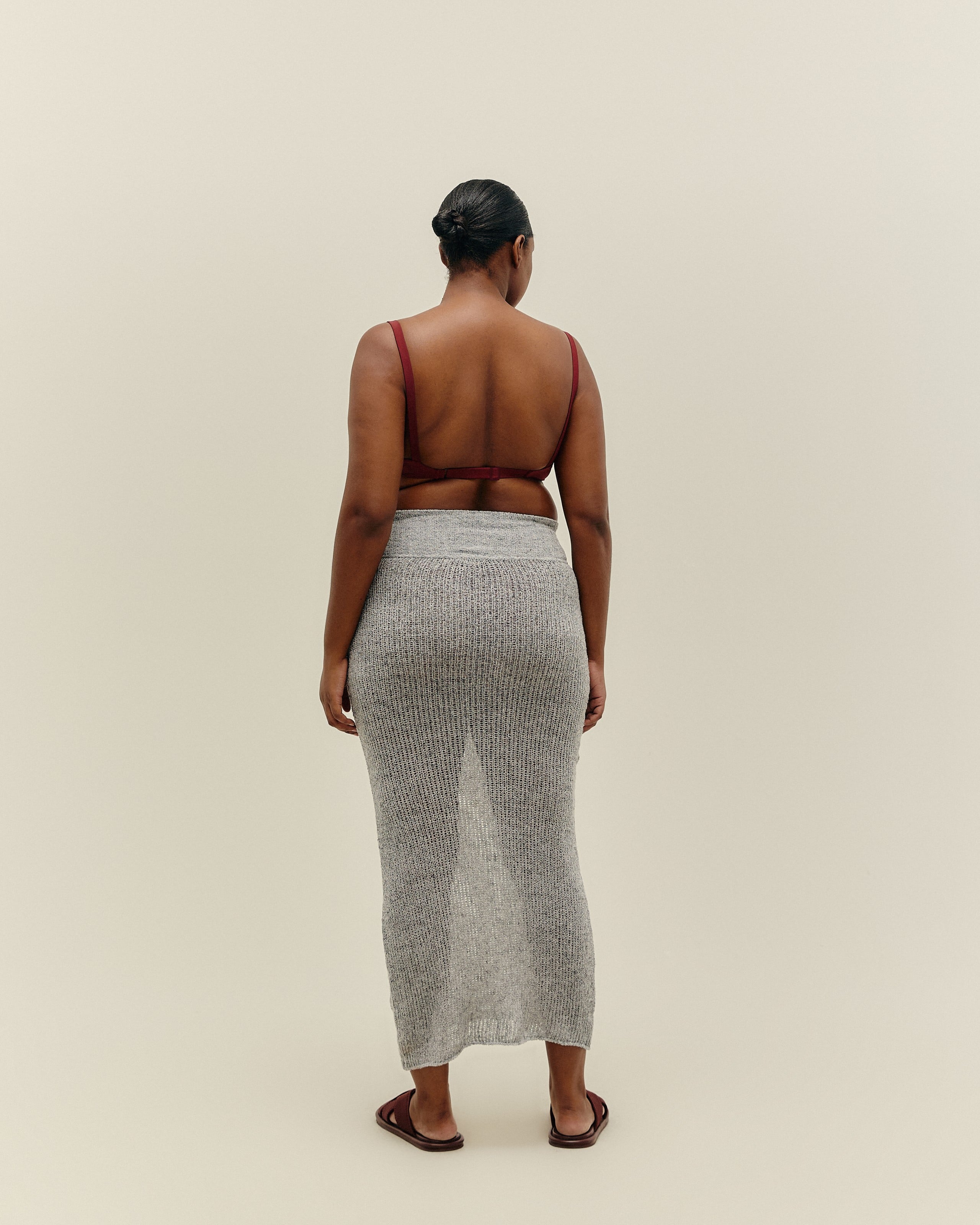 Saia Julia Tricot Cinza Argila