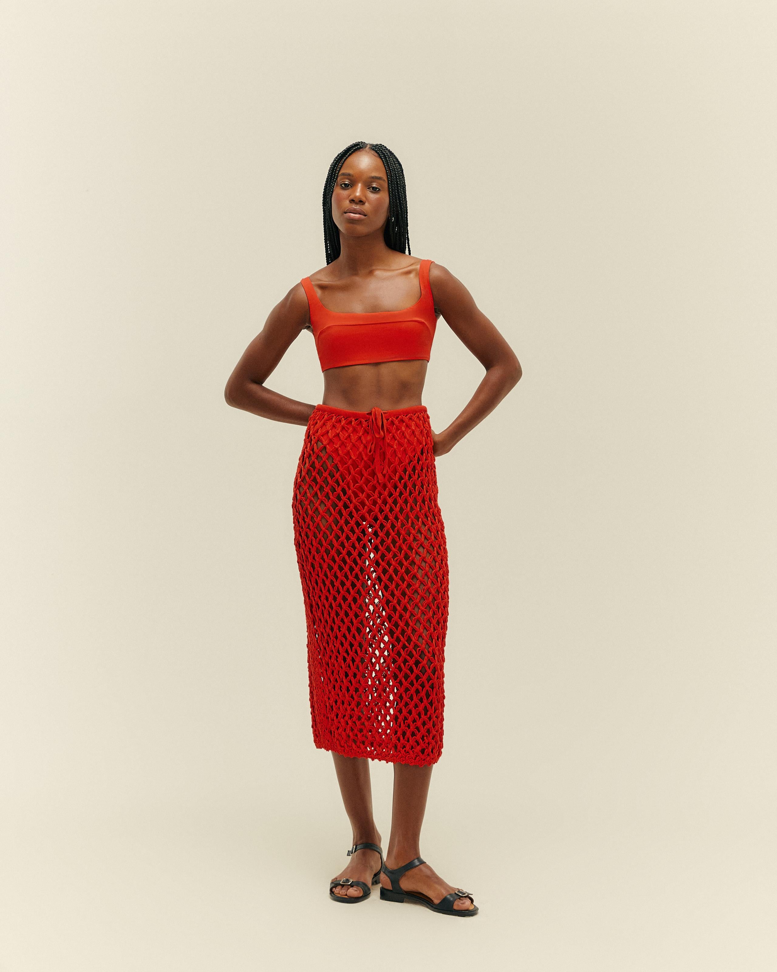 Saia Moana Tricot Vermelho Desvio