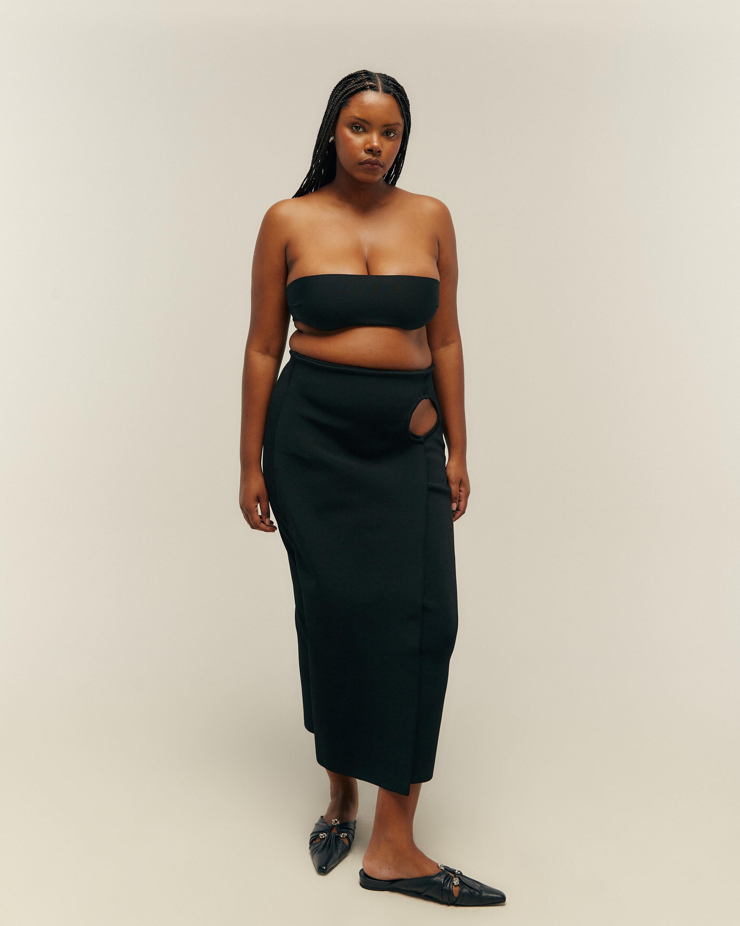 Saia Perlin Tricot Preto