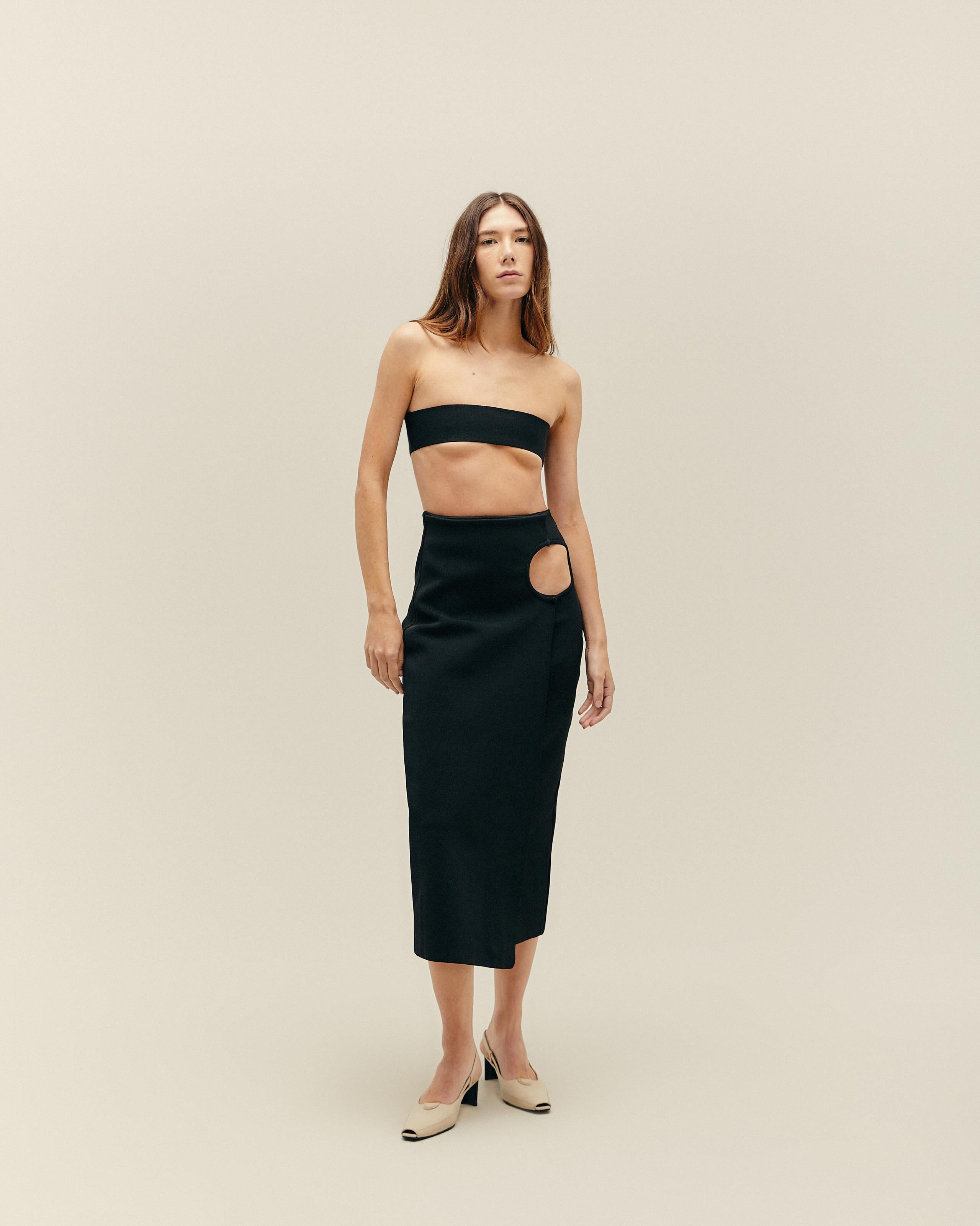 Saia Perlin Tricot Preto