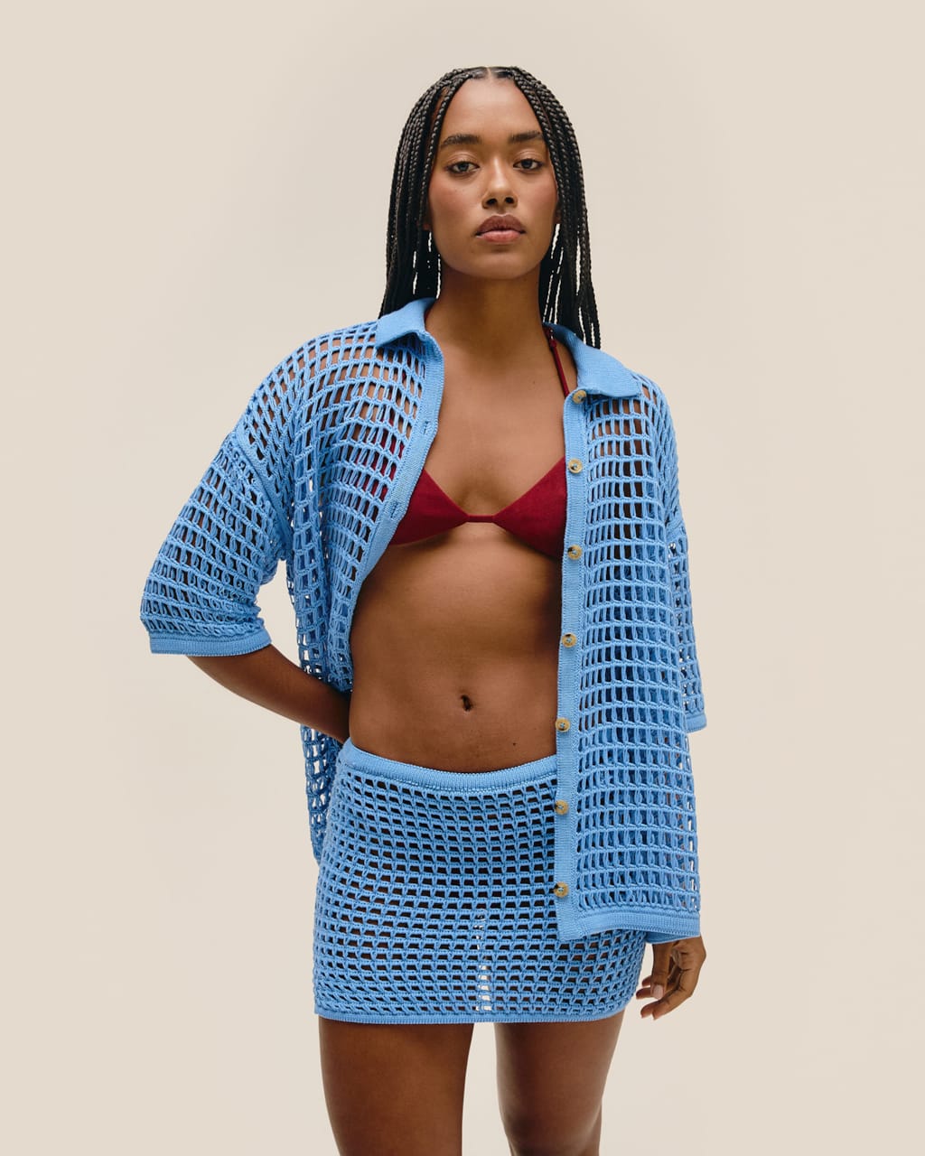 Saia Sheila Tricot Azul Ceu