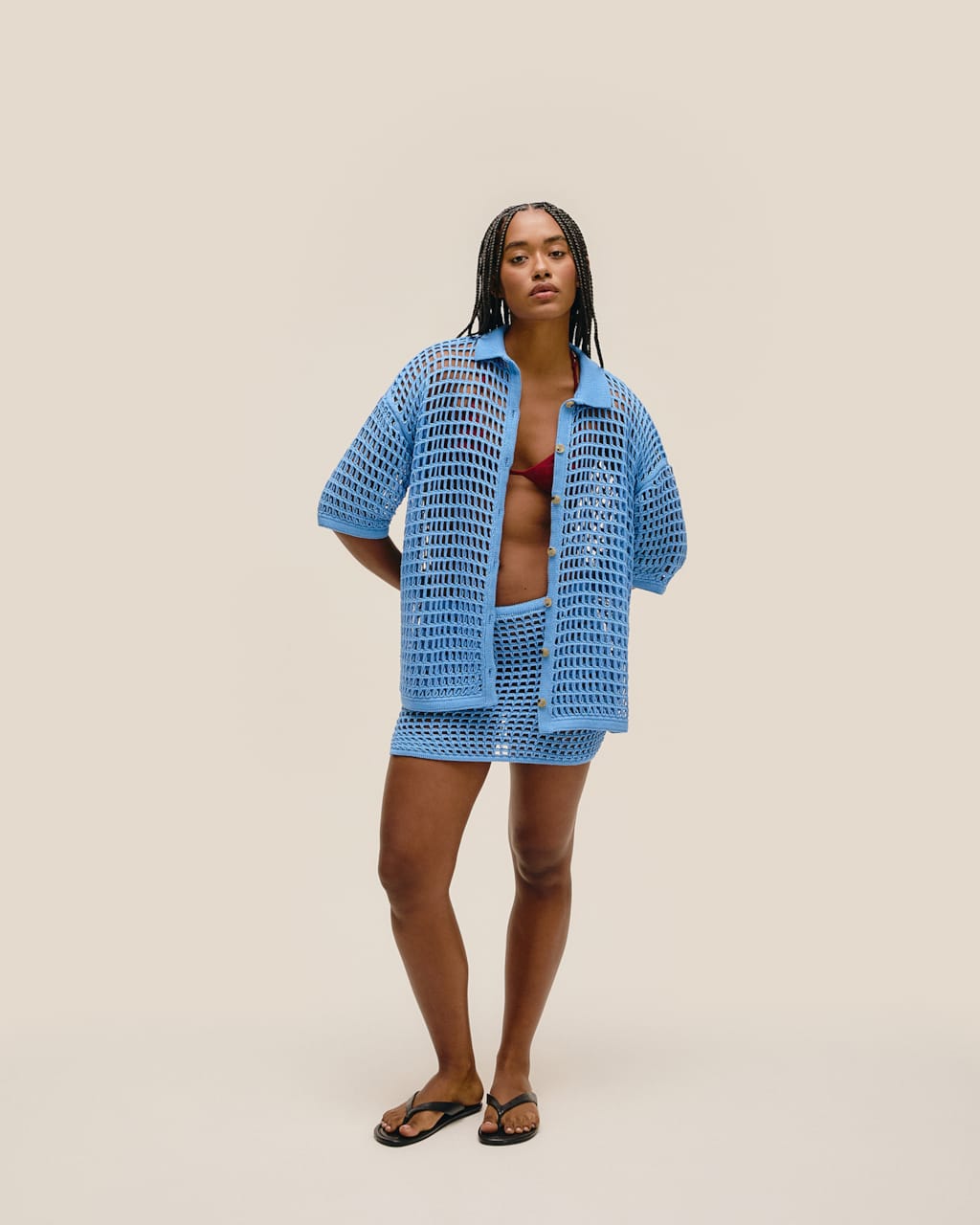 Saia Sheila Tricot Azul Ceu