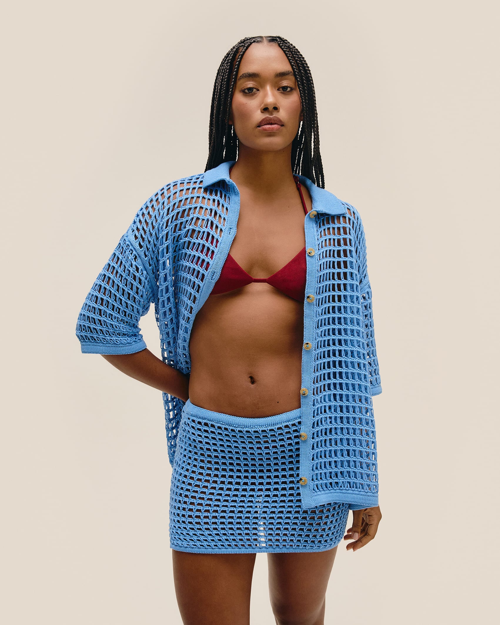Saia Sheila Tricot Azul Ceu