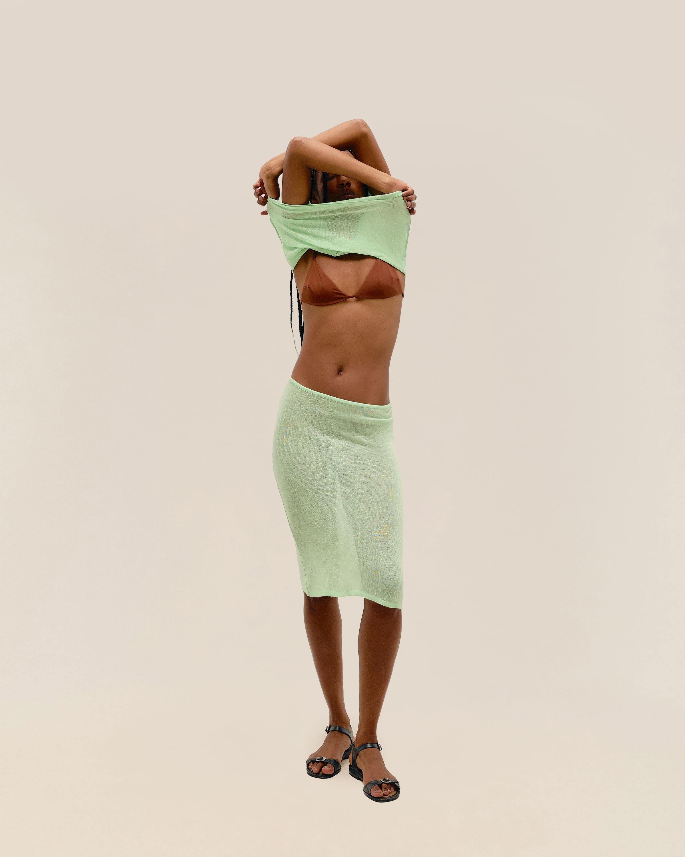 Saia Sofia Tricot Verde Canoa