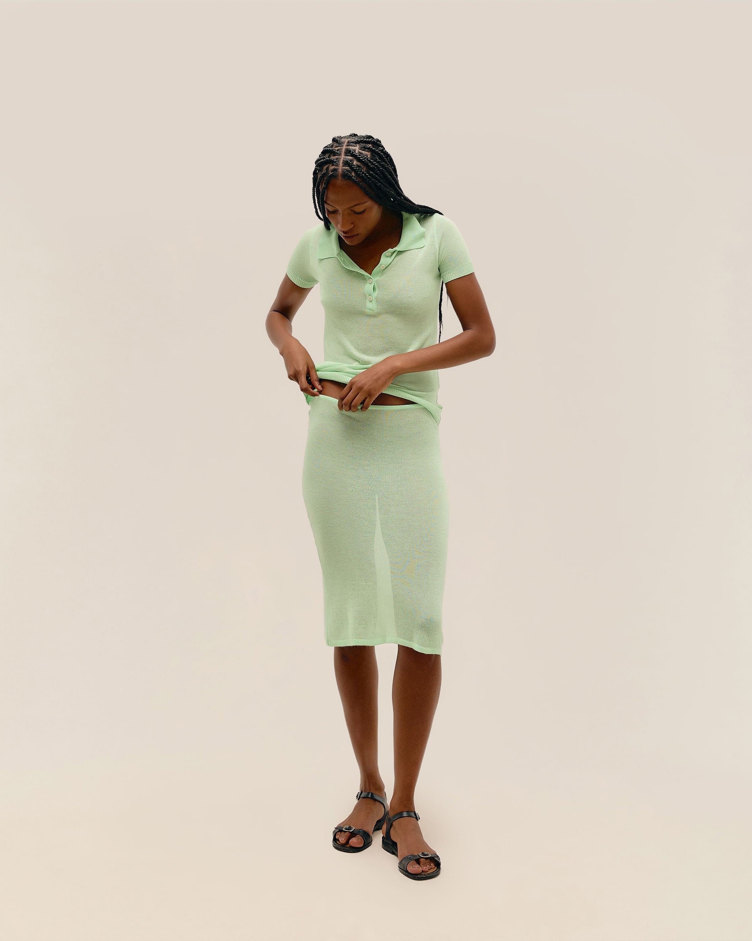 Saia Sofia Tricot Verde Canoa