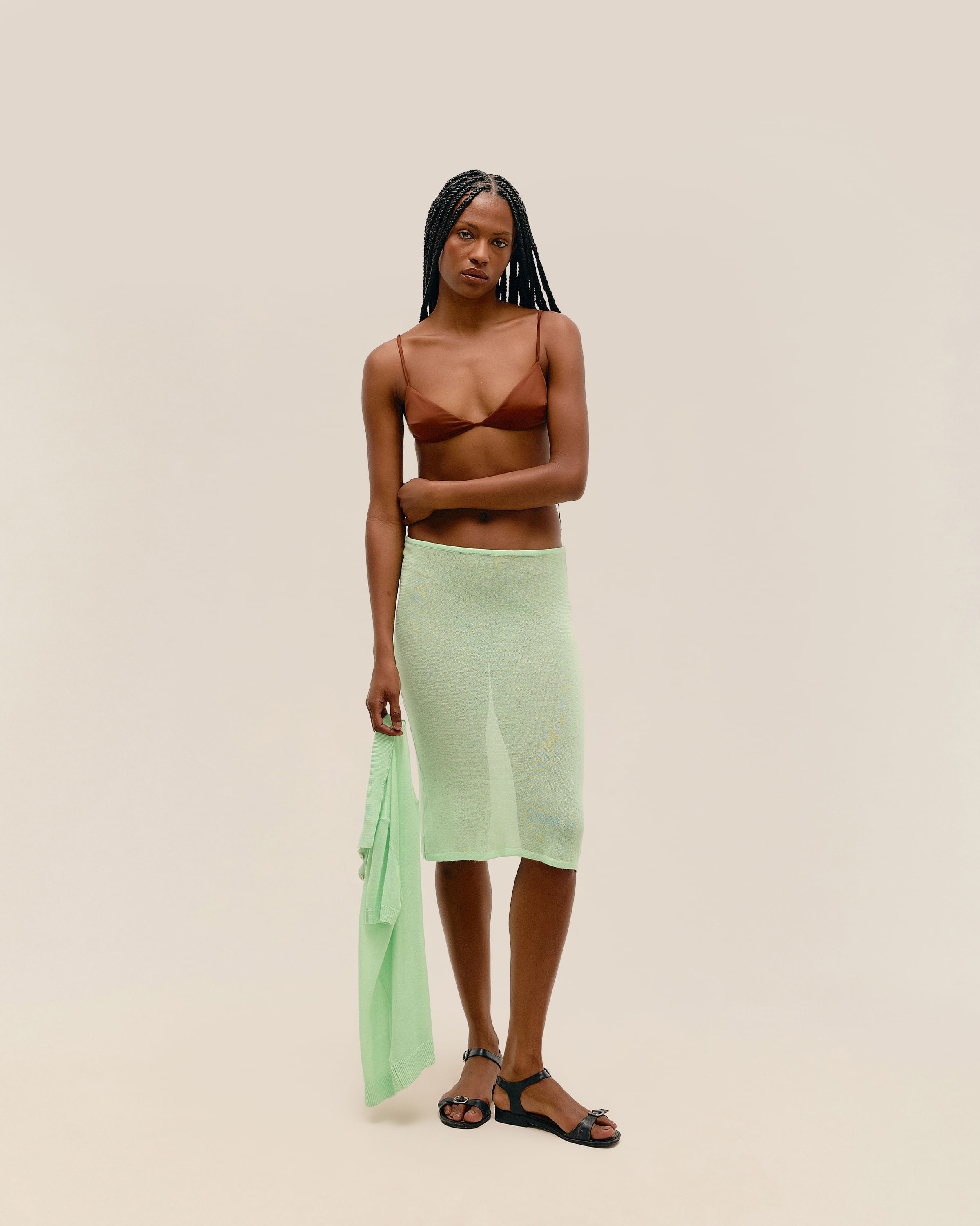 Saia Sofia Tricot Verde Canoa