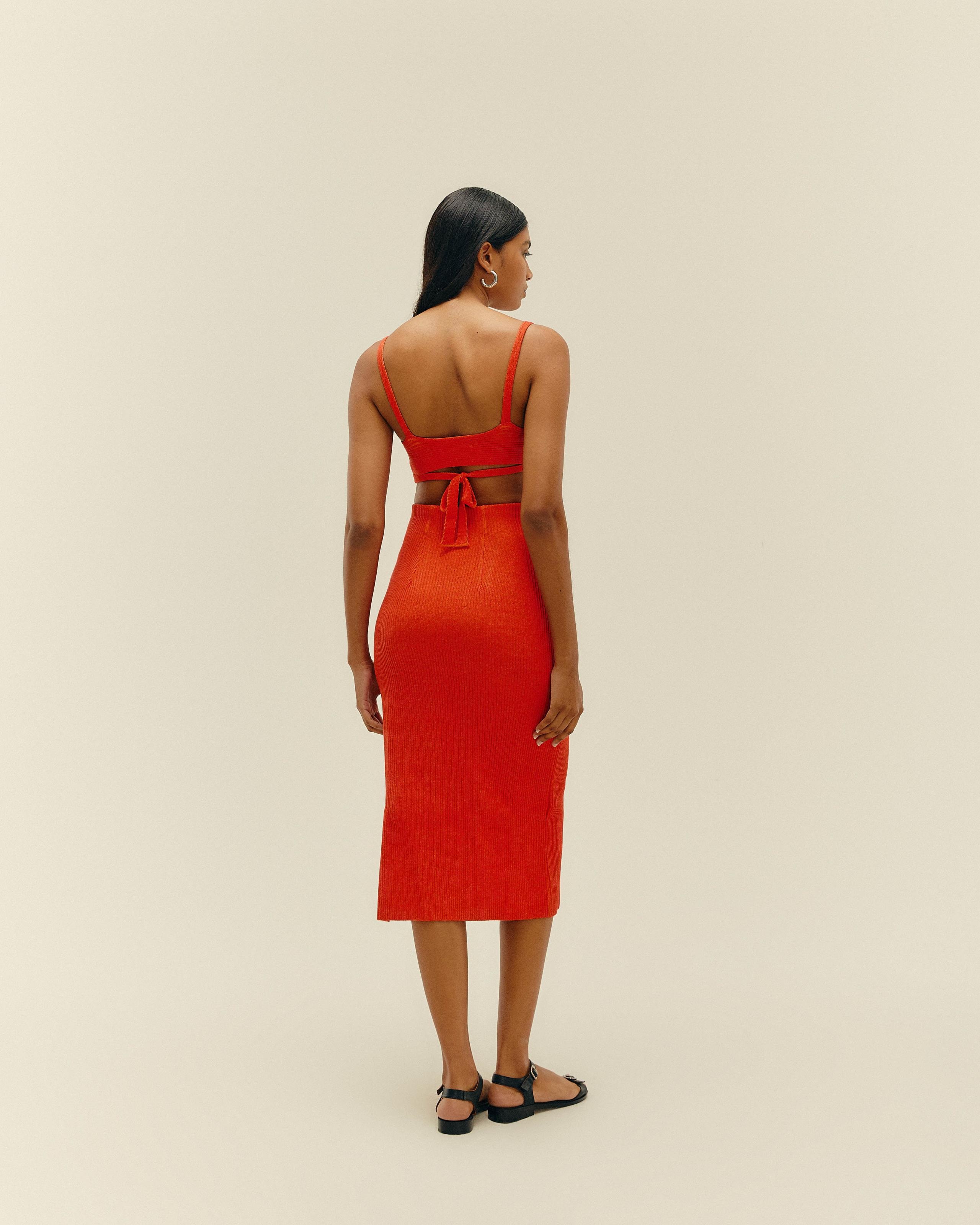 Saia Tina Tricot Vermelho/Laranja