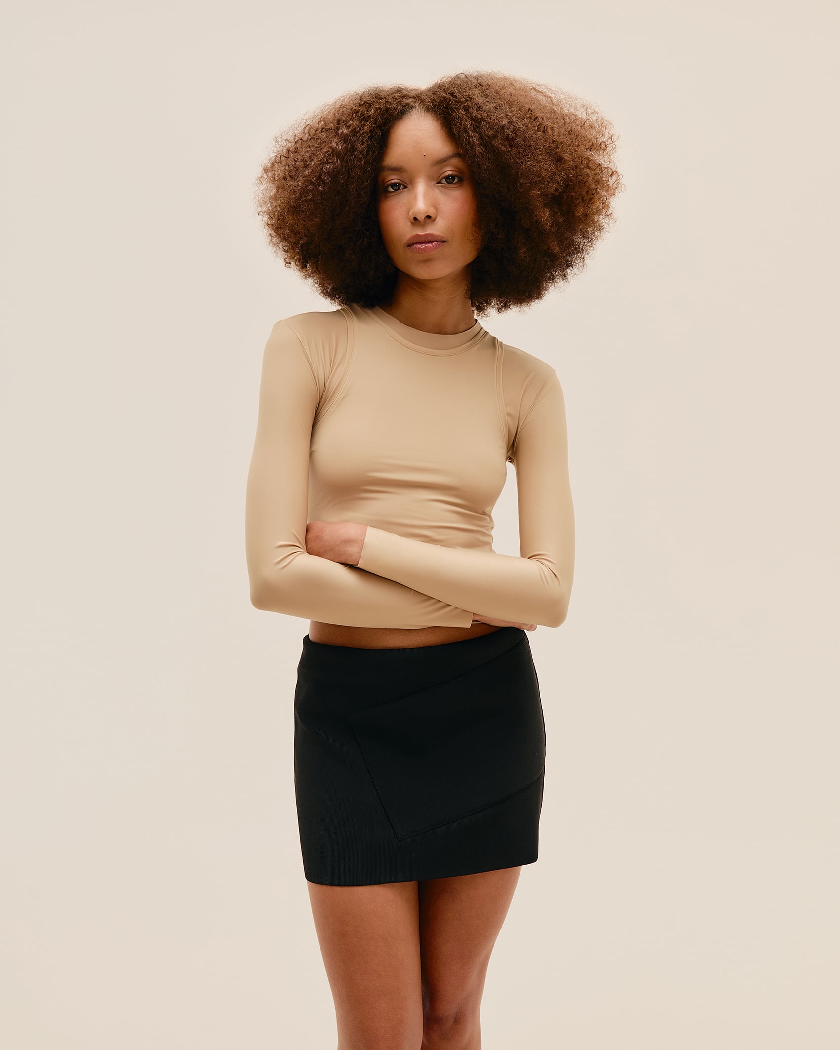 Saia Transpasse Tricot Preto
