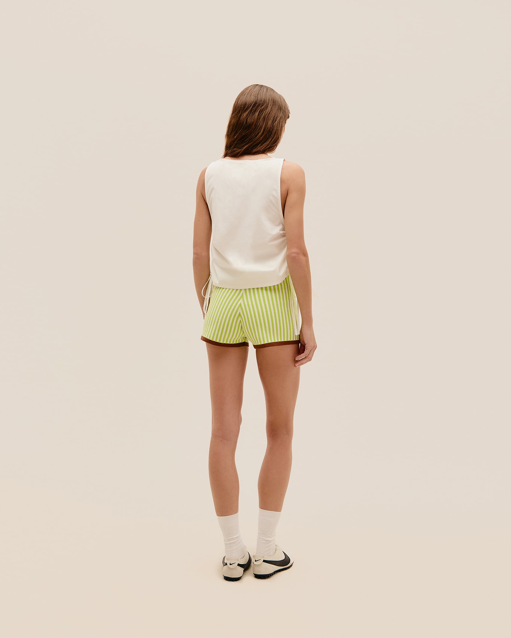 Short Bella Tricot Listras Verde Enlevo