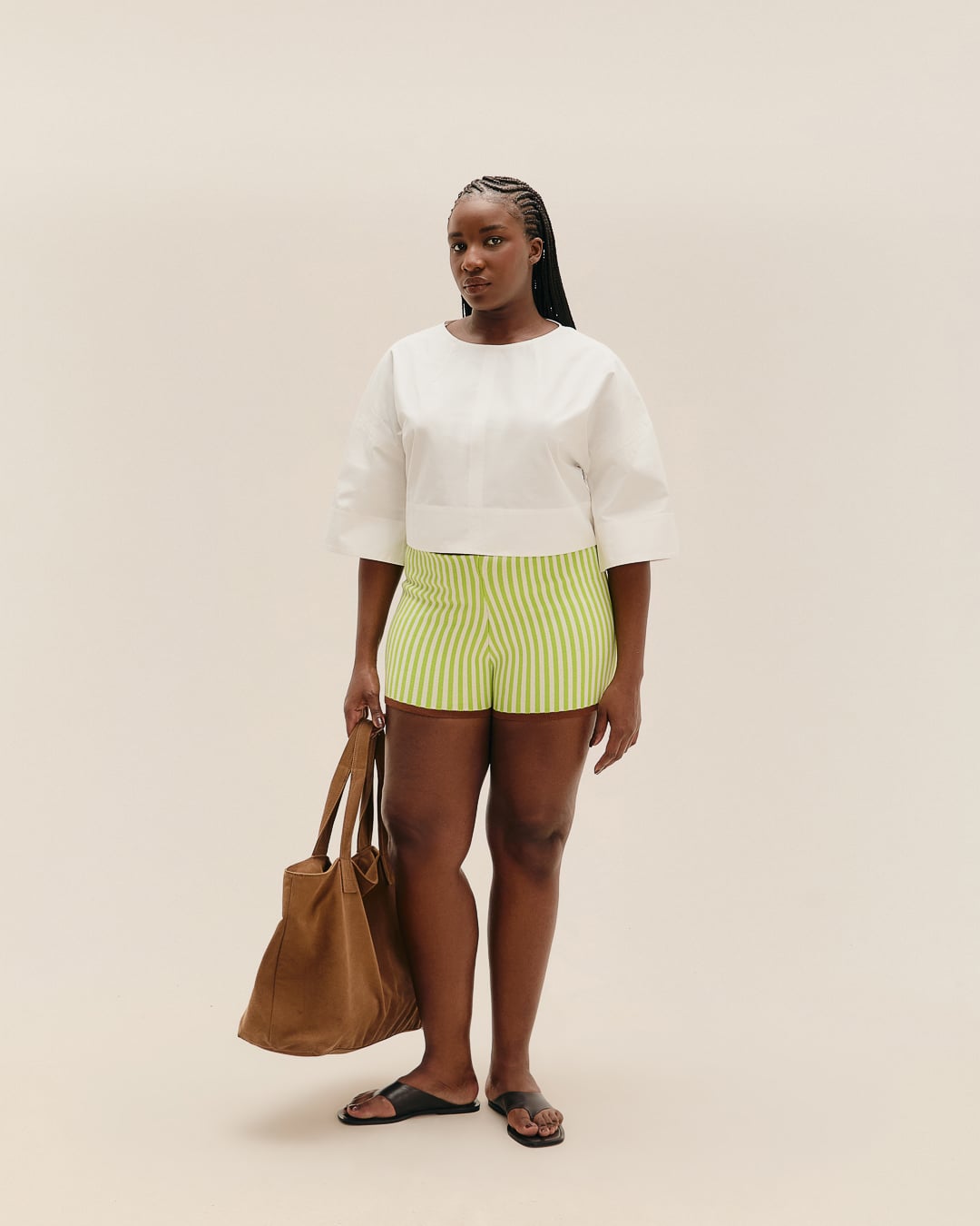 Short Bella Tricot Listras Verde Enlevo