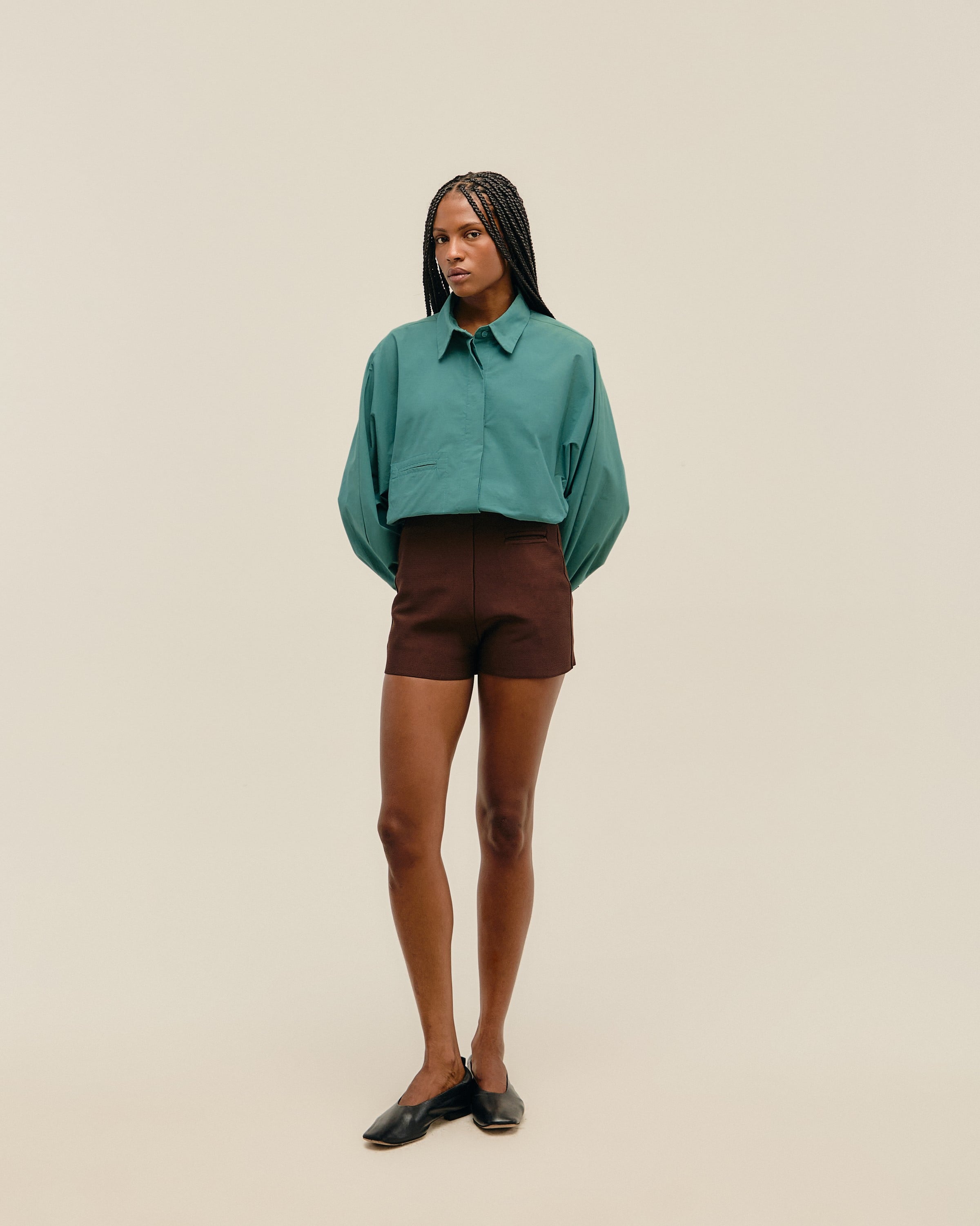 Short Coucou Tricot Marrom Brauna
