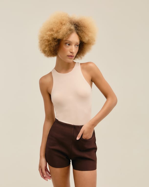 Short Coucou Tricot Marrom Brauna