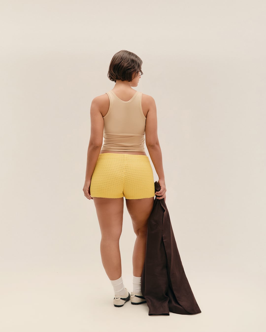 Short Lou Tricot Amarelo Feixe