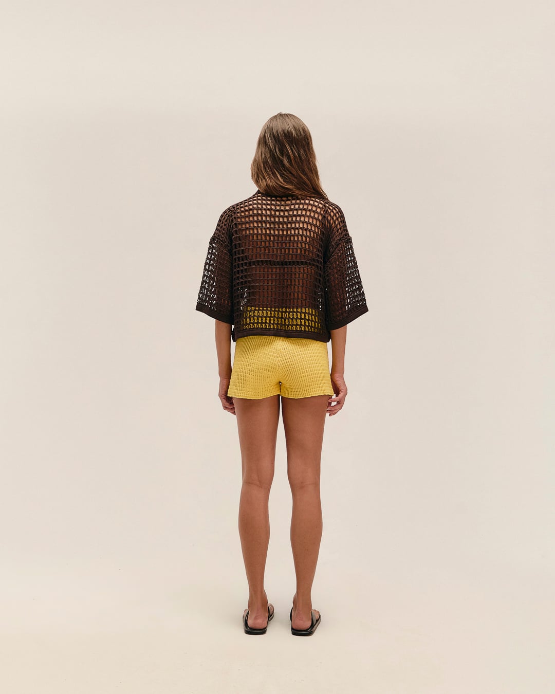 Short Lou Tricot Amarelo Feixe